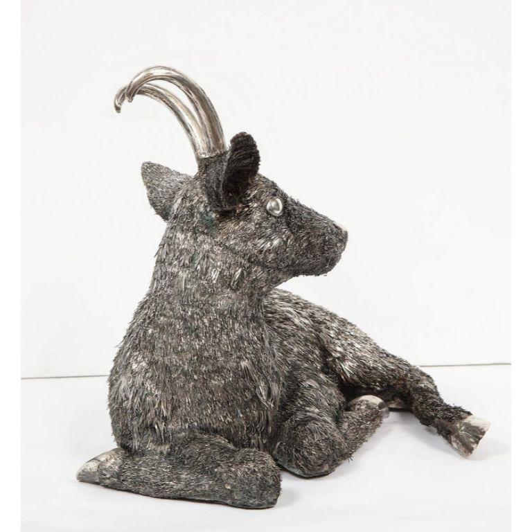 Mario Buccellati, a Rare and Exceptional Italian Silver Goat For Sale 1