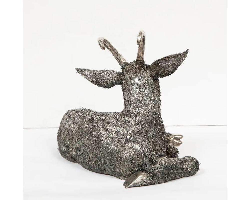 Mario Buccellati, a Rare and Exceptional Italian Silver Goat For Sale 3