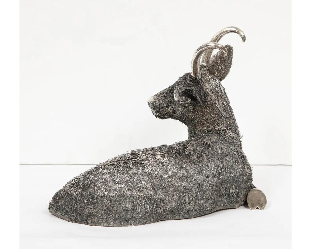 Mario Buccellati, a Rare and Exceptional Italian Silver Goat For Sale 4