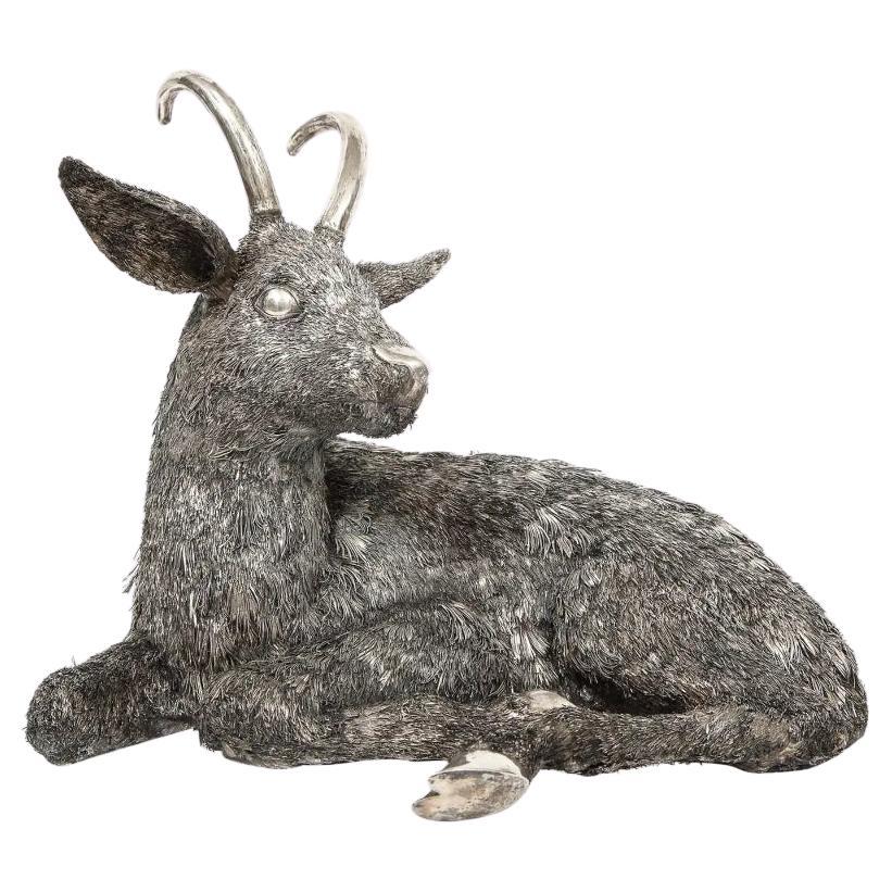 Mario Buccellati, a Rare and Exceptional Italian Silver Goat For Sale
