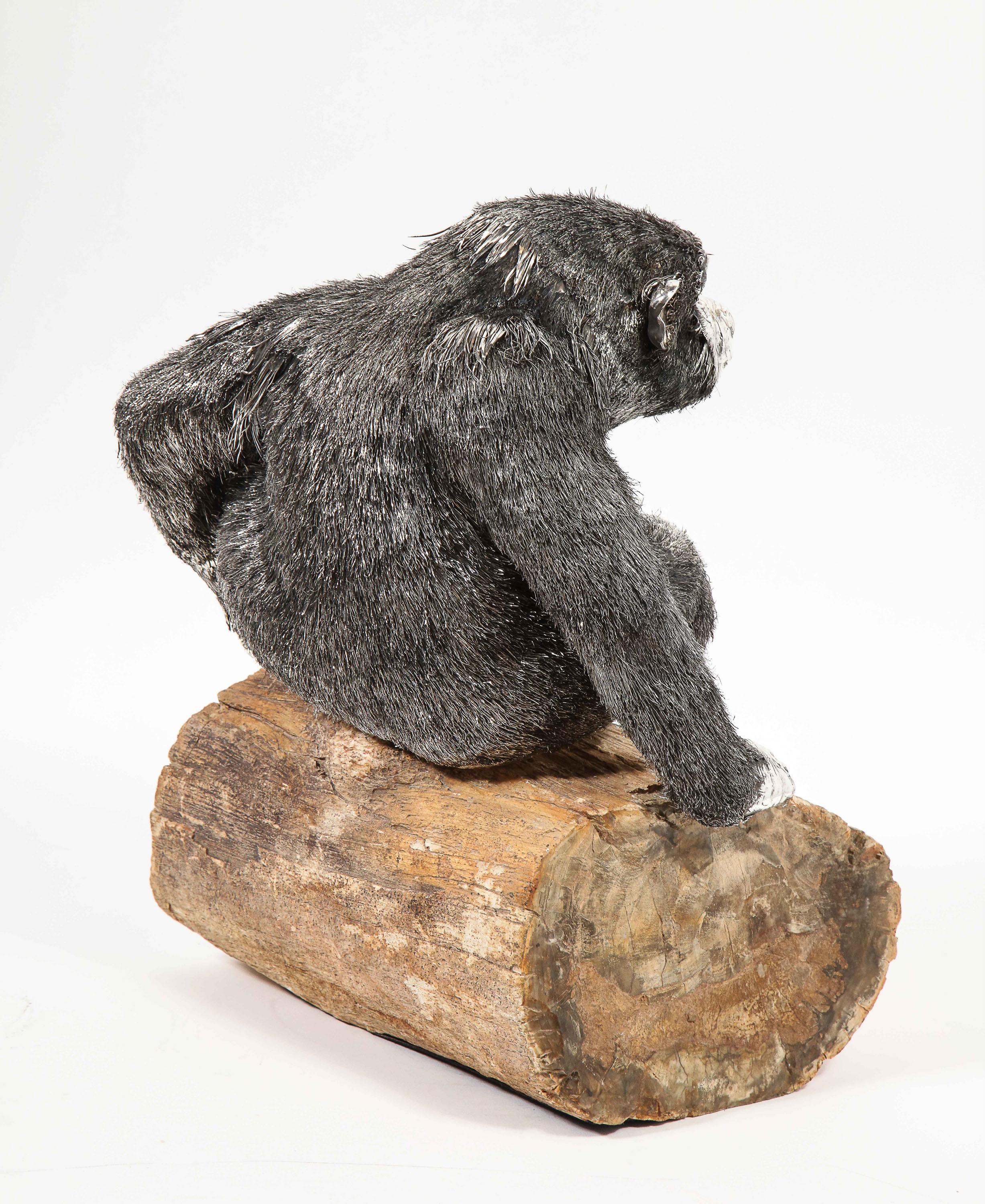 Mario Buccellati, a Rare and Exceptional Italian Silver Gorilla Monkey on Base 3