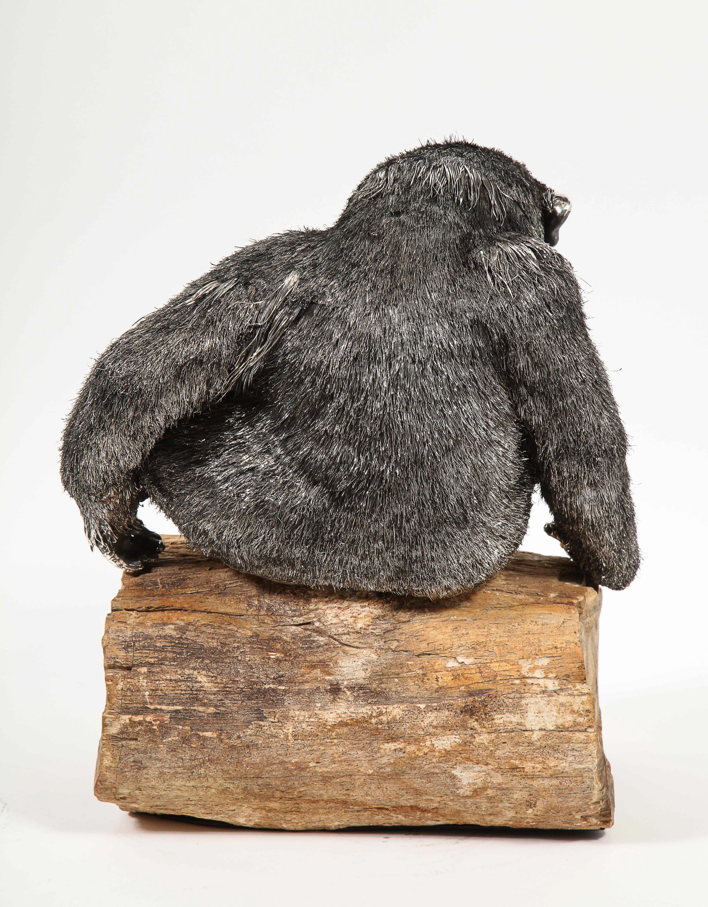 Mario Buccellati, a Rare and Exceptional Italian Silver Gorilla Monkey on Base 4