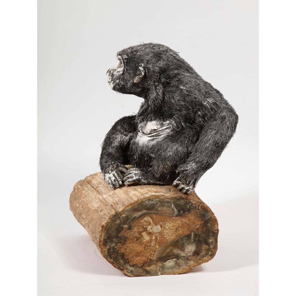 Mario Buccellati, a Rare and Exceptional Italian Silver Gorilla Monkey on Base 5