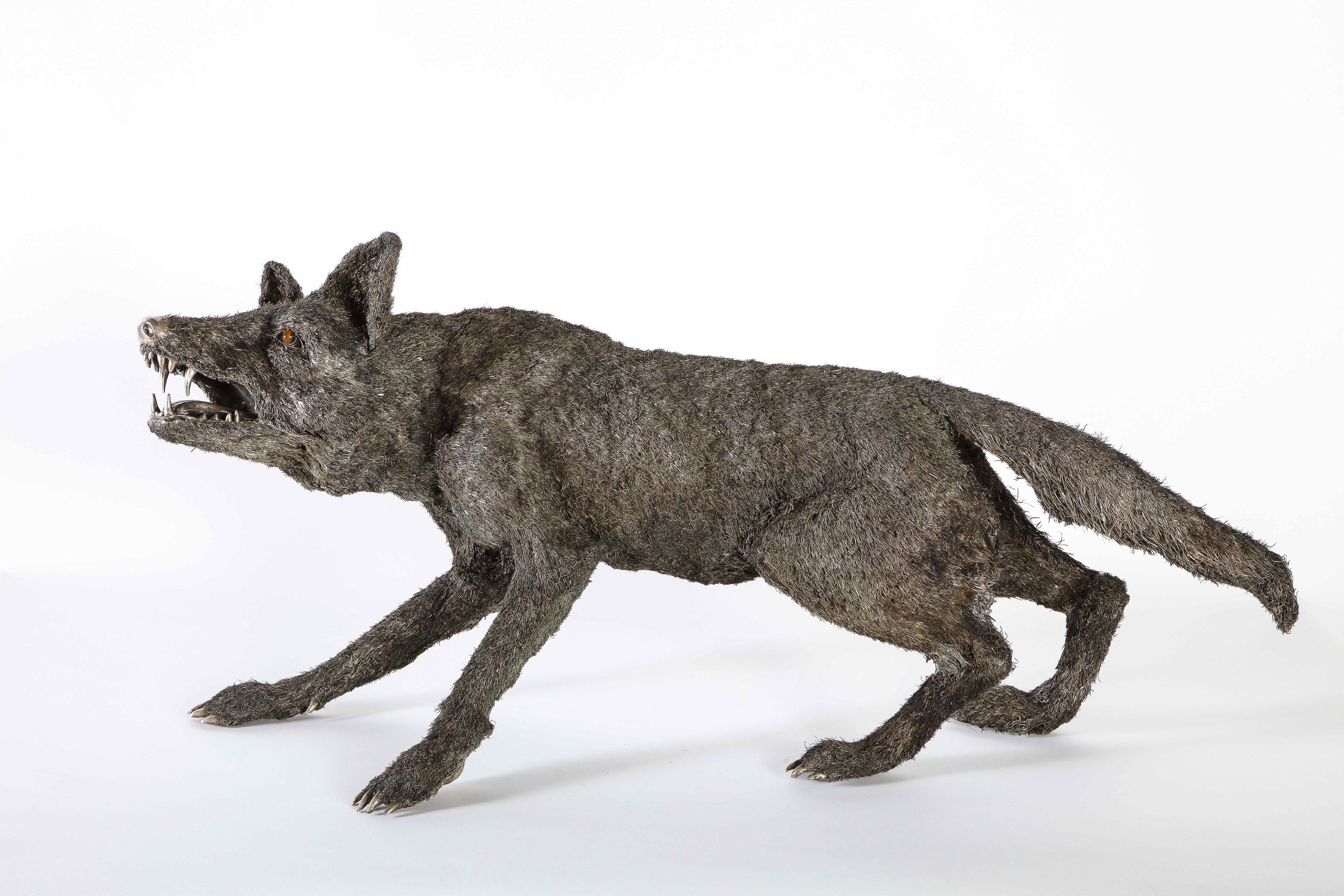 Mario Buccellati, a Rare and Exceptional Nearly Life-Size Silver Wolf circa 1970 1