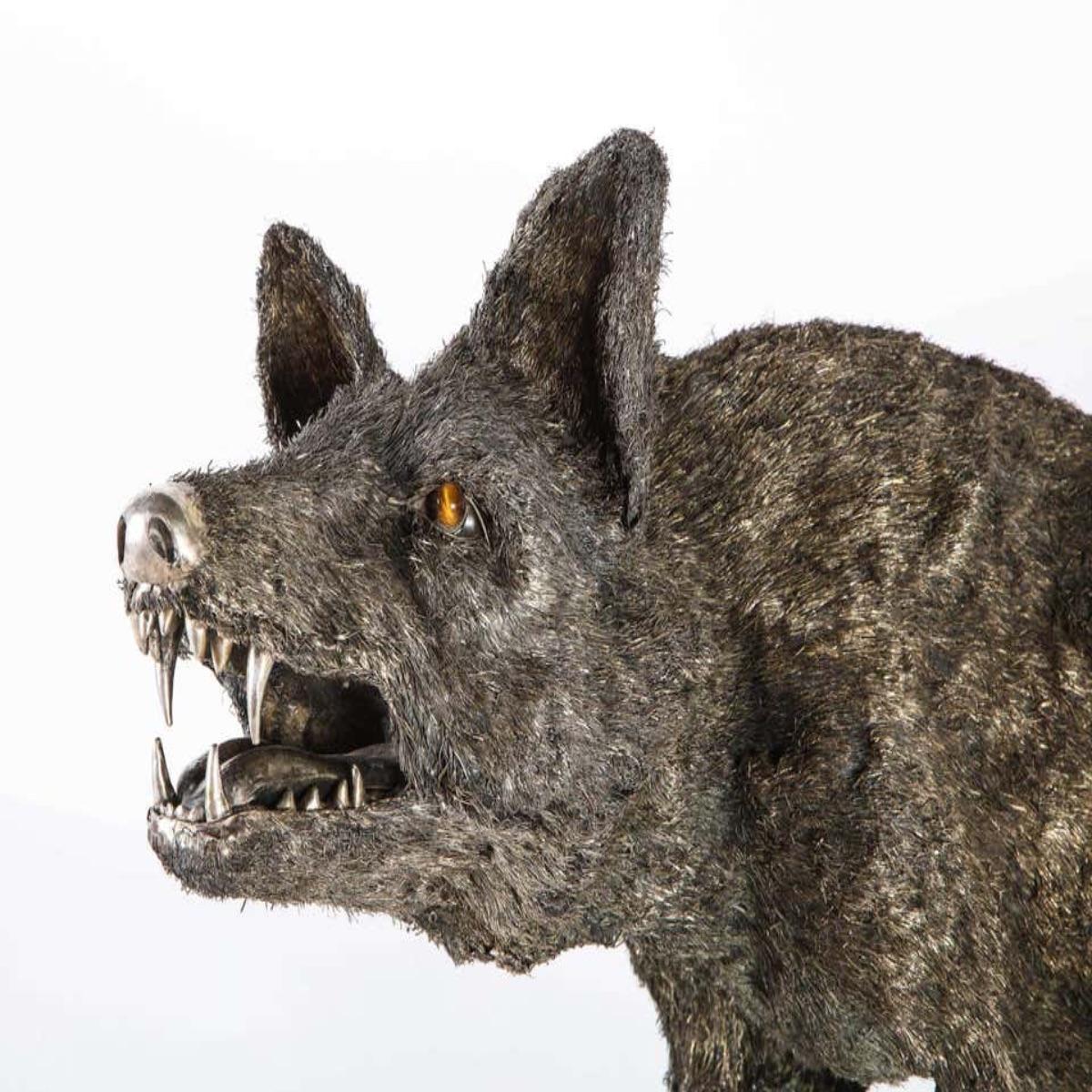 Mario Buccellati a Rare and Exceptional Nearly Life-Size Silver Wolf, circa 1970 In Good Condition In New York, NY