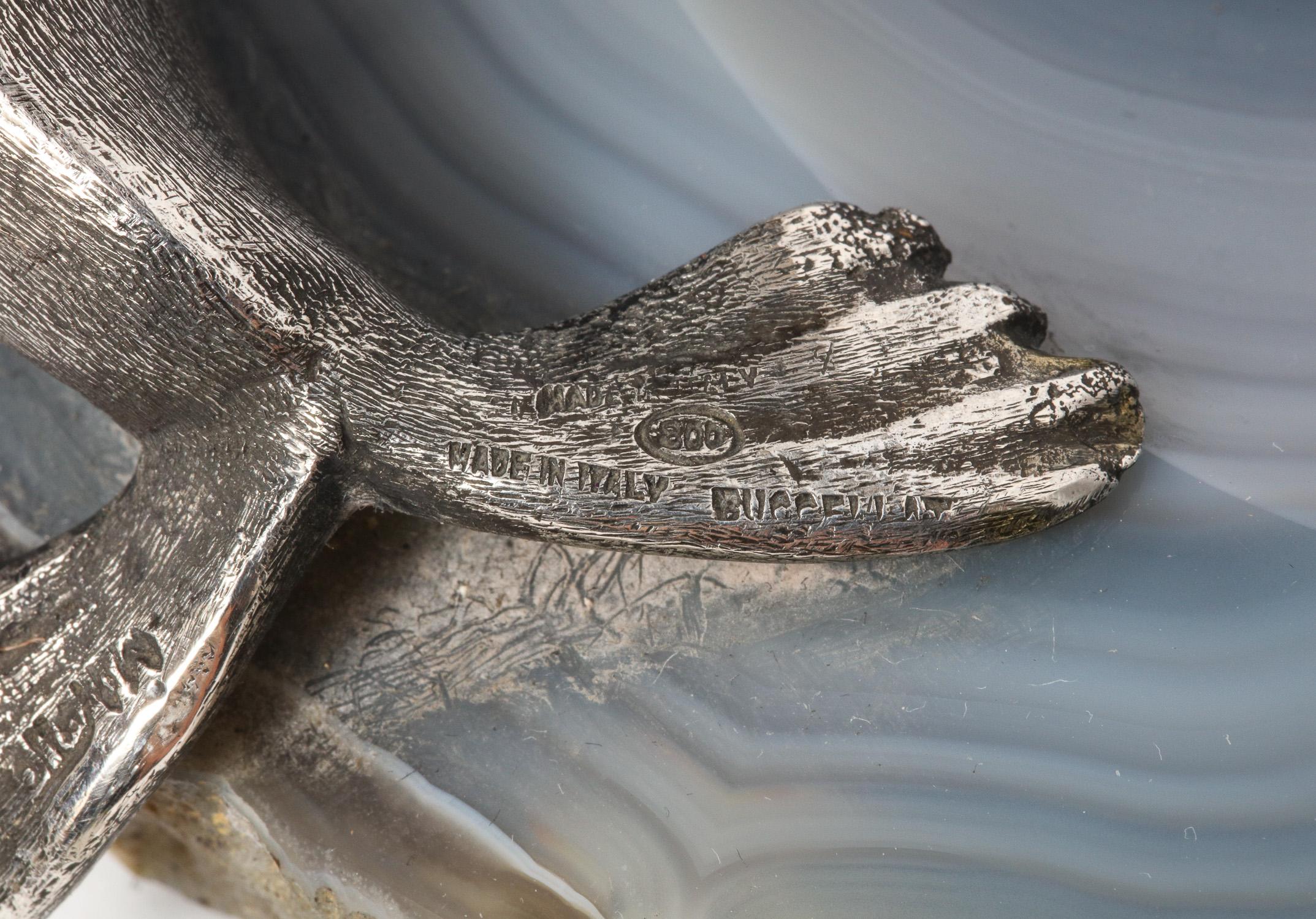 Mario Buccellati, a Rare Ashtray with Silver Seated Seal Mounted on Blue Agate 5