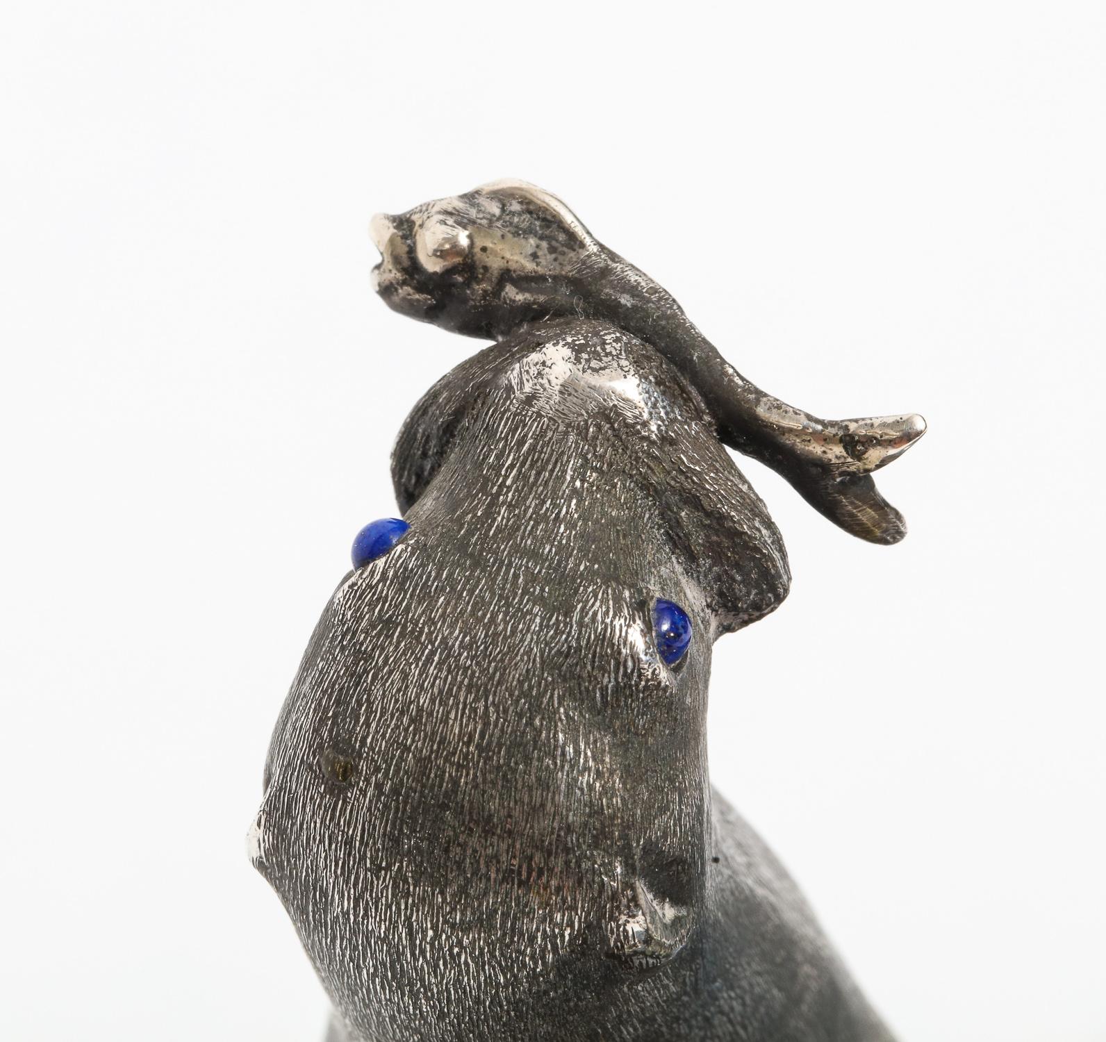 Mario Buccellati, a Rare Ashtray with Silver Seated Seal Mounted on Blue Agate 7