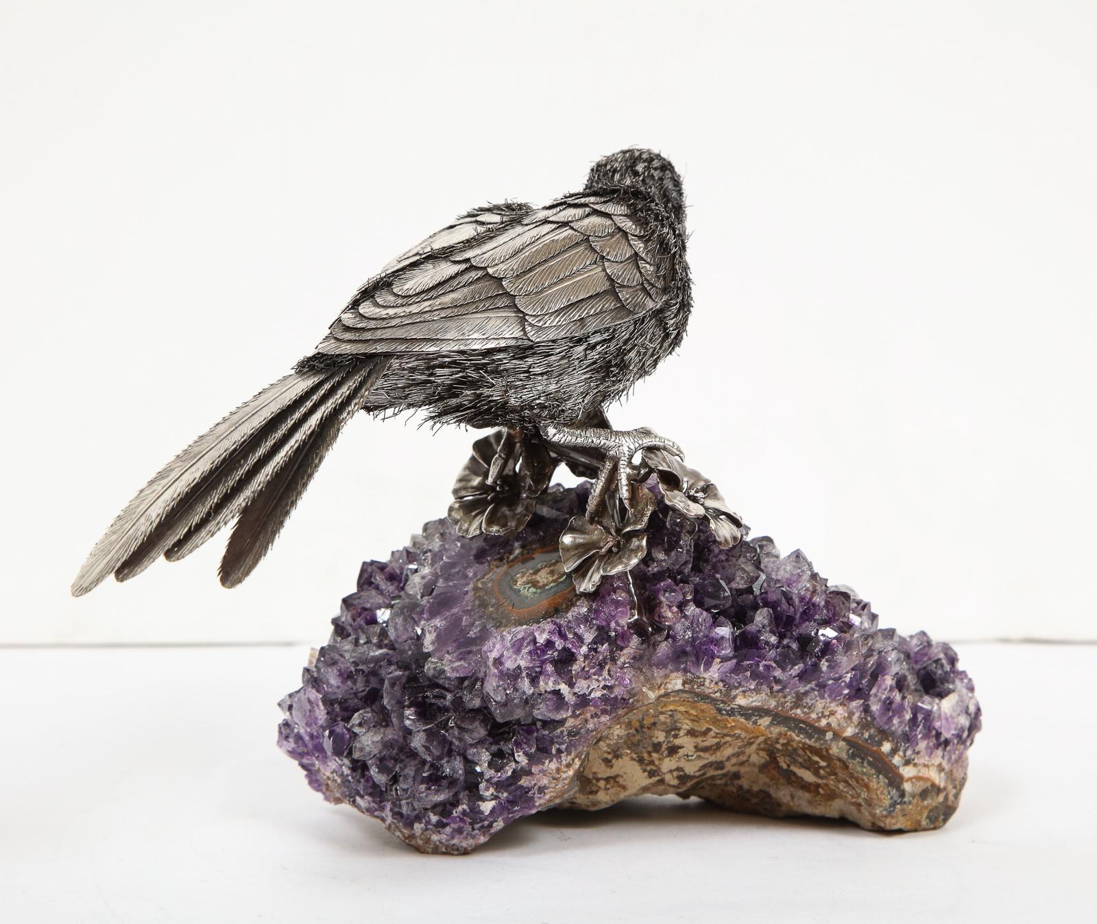 Mario Buccellati, an Exceptional Italian Silver Parrot on Amethyst 6