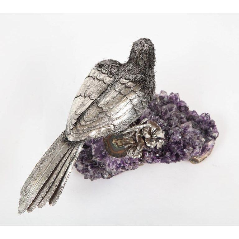 Mario Buccellati, an Exceptional Italian Silver Parrot on Amethyst 7