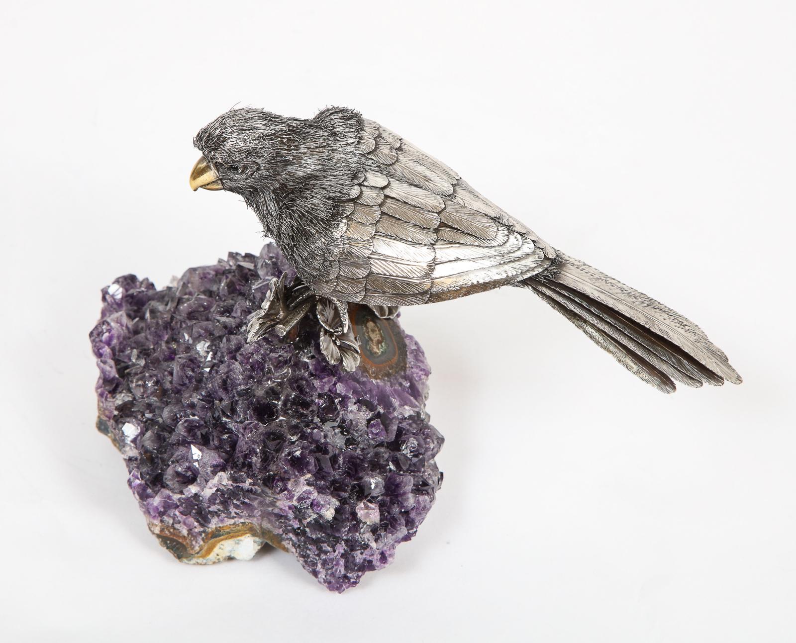 Mario Buccellati, an Exceptional Italian Silver Parrot on Amethyst 8