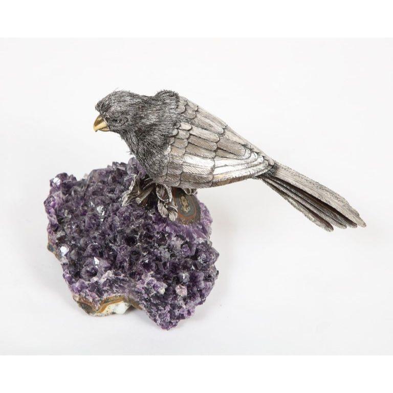 Mario Buccellati, an Exceptional Italian Silver Parrot on Amethyst 8