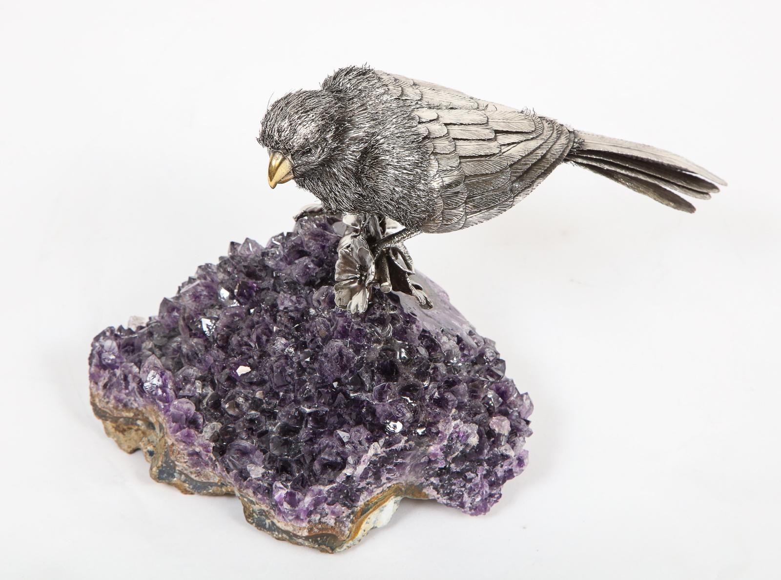 Mario Buccellati, an Exceptional Italian Silver Parrot on Amethyst 9