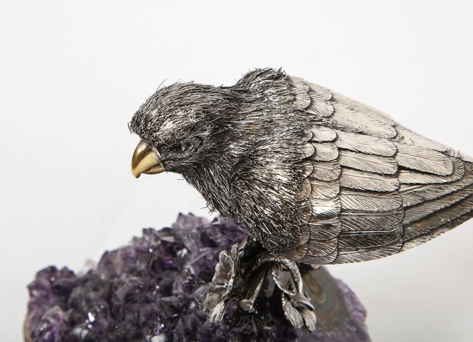 Mario Buccellati, an Exceptional Italian Silver Parrot on Amethyst 10