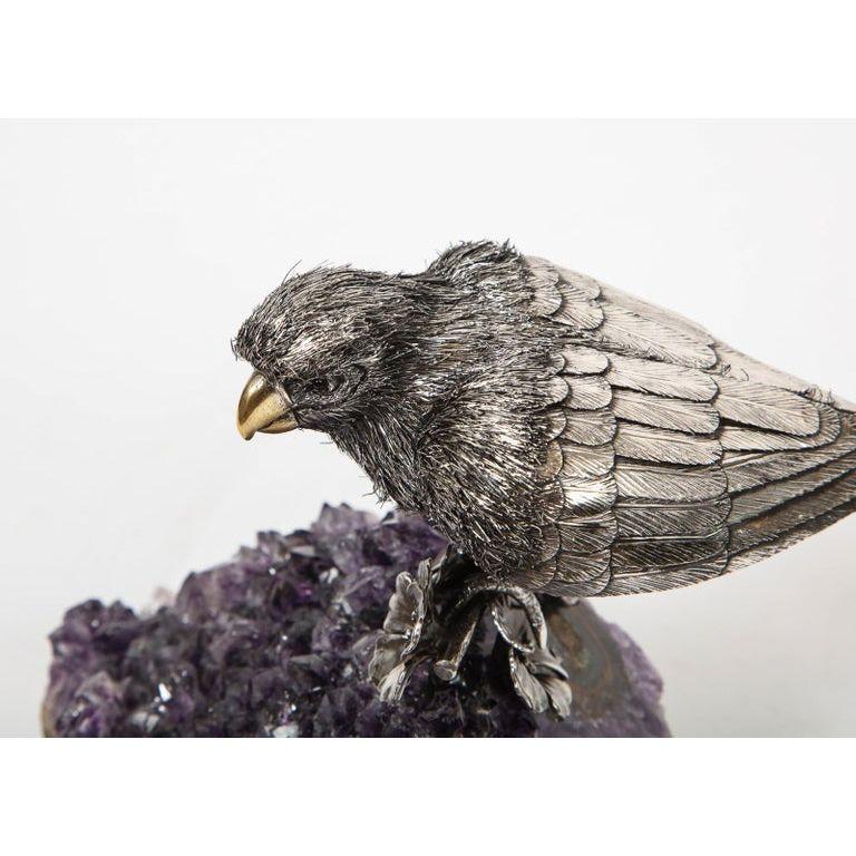 Mario Buccellati, an Exceptional Italian Silver Parrot on Amethyst 10