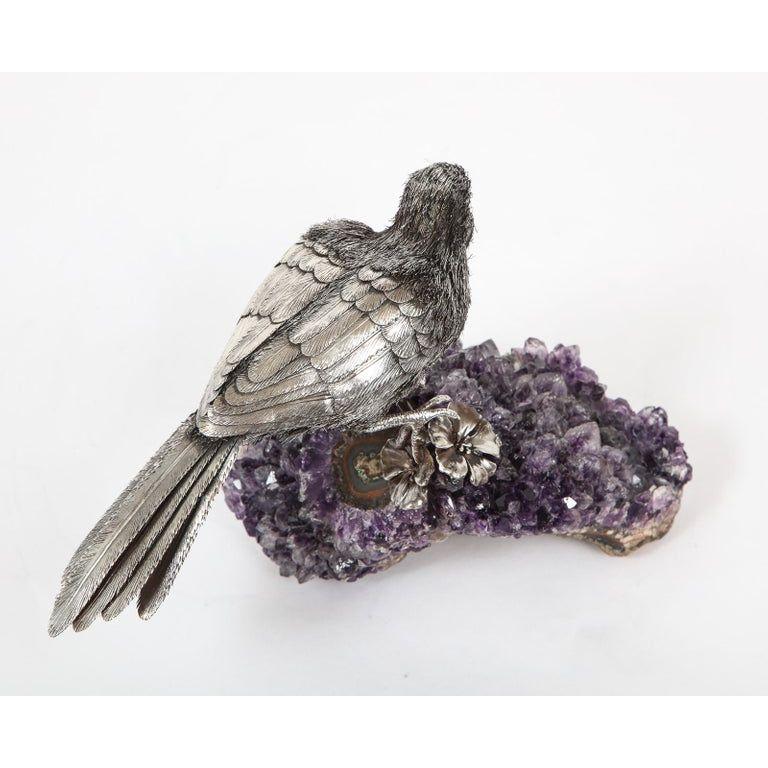 Mario Buccellati, an Exceptional Italian Silver Parrot on Amethyst 11