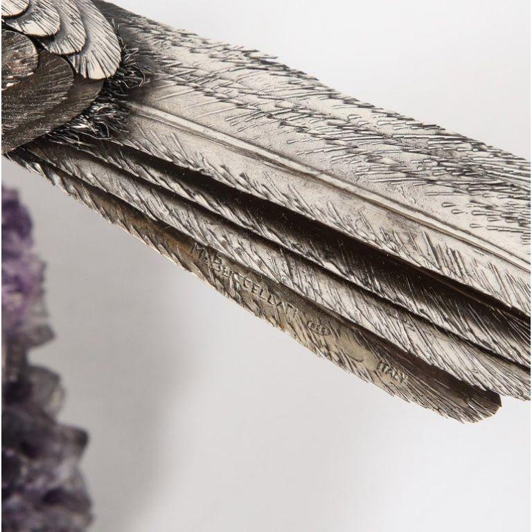 Mario Buccellati, an Exceptional Italian Silver Parrot on Amethyst 12