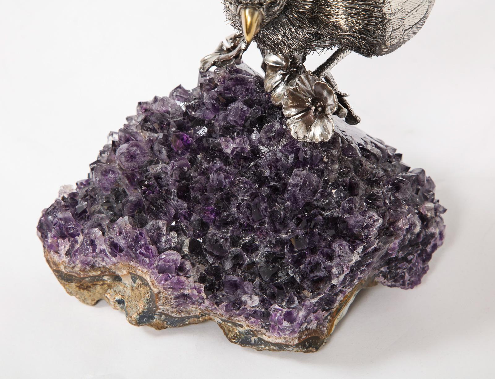Mario Buccellati, an Exceptional Italian Silver Parrot on Amethyst 13