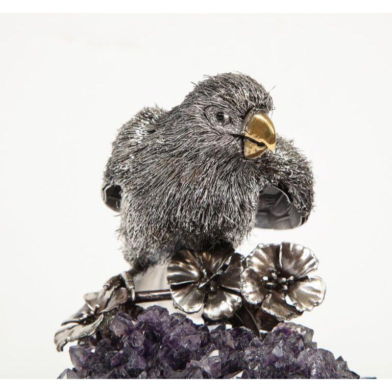 Mario Buccellati, an Exceptional Italian Silver Parrot on Amethyst 1