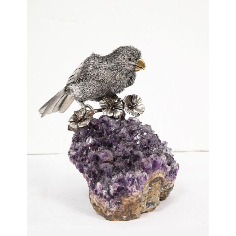 Mario Buccellati, an Exceptional Italian Silver Parrot on Amethyst 2
