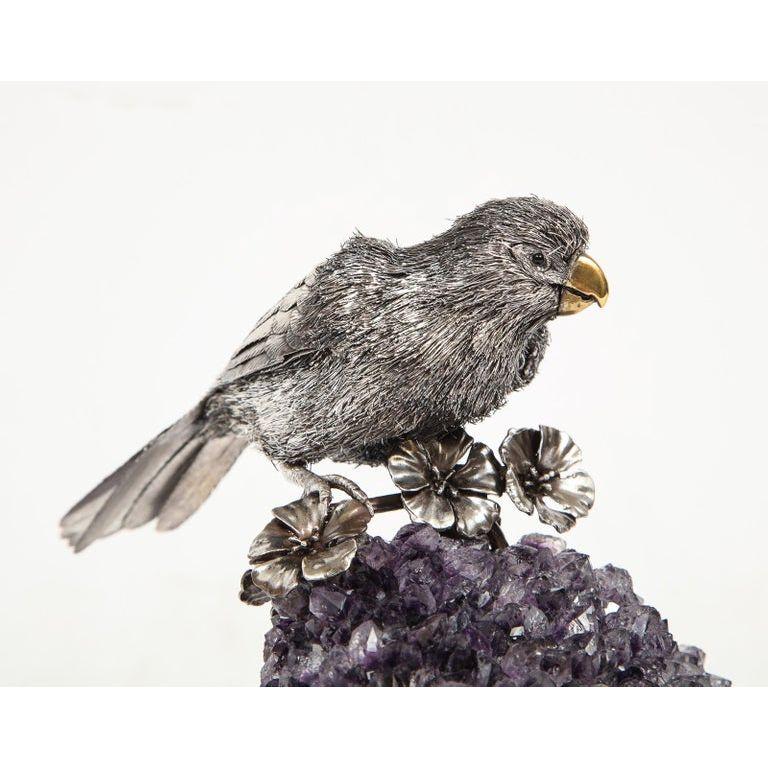 Mario Buccellati, an Exceptional Italian Silver Parrot on Amethyst 3
