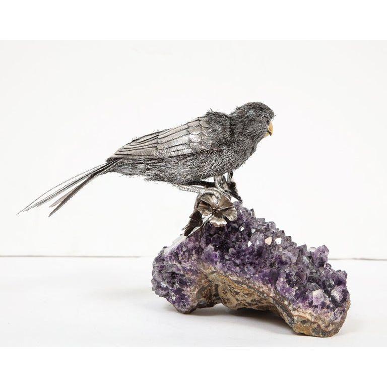 Mario Buccellati, an Exceptional Italian Silver Parrot on Amethyst 5