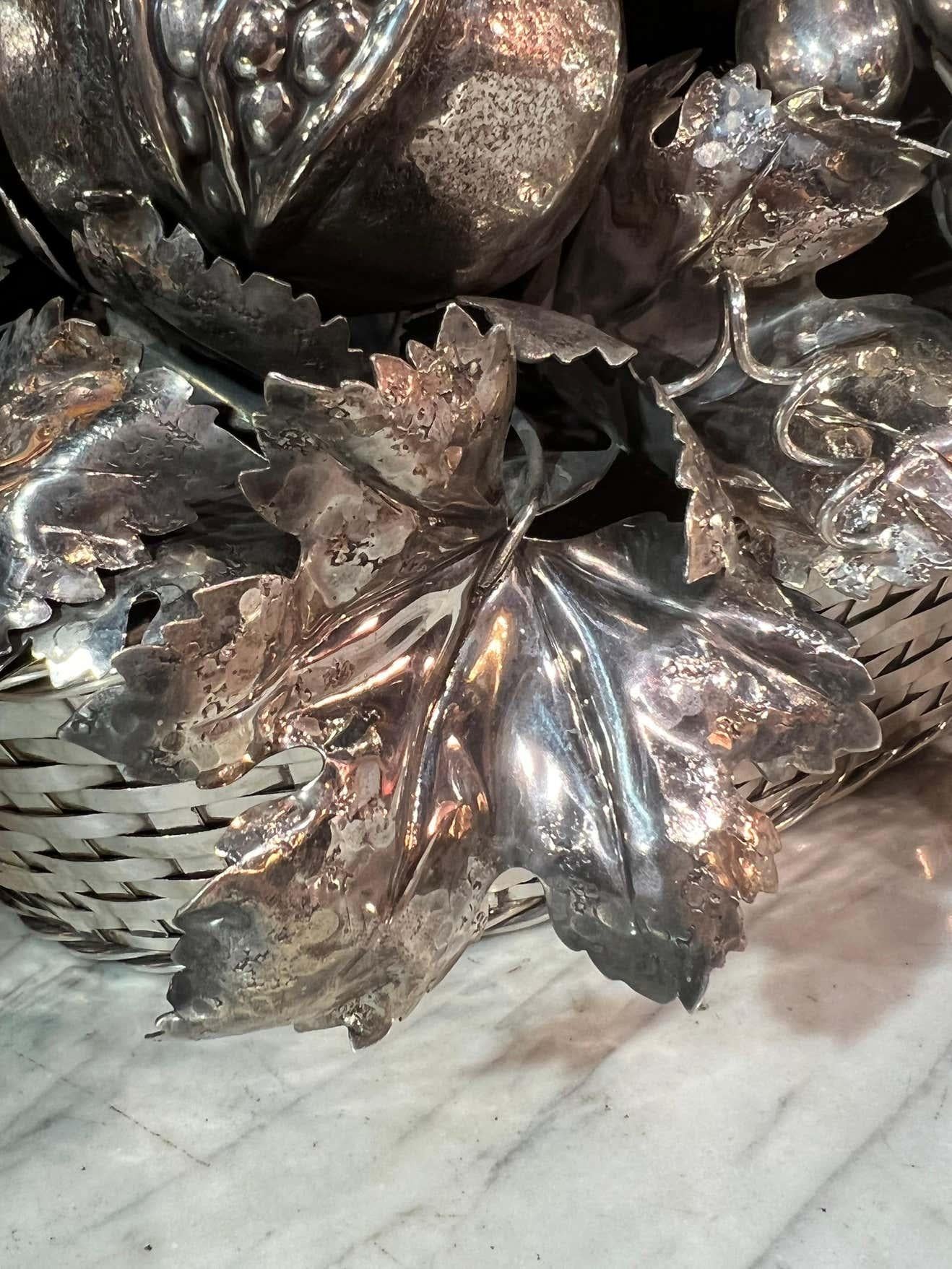Mario Buccellati, an Italian Silver Fruit Basket Centerpiece and Bowl, Milan In Good Condition In New York, NY