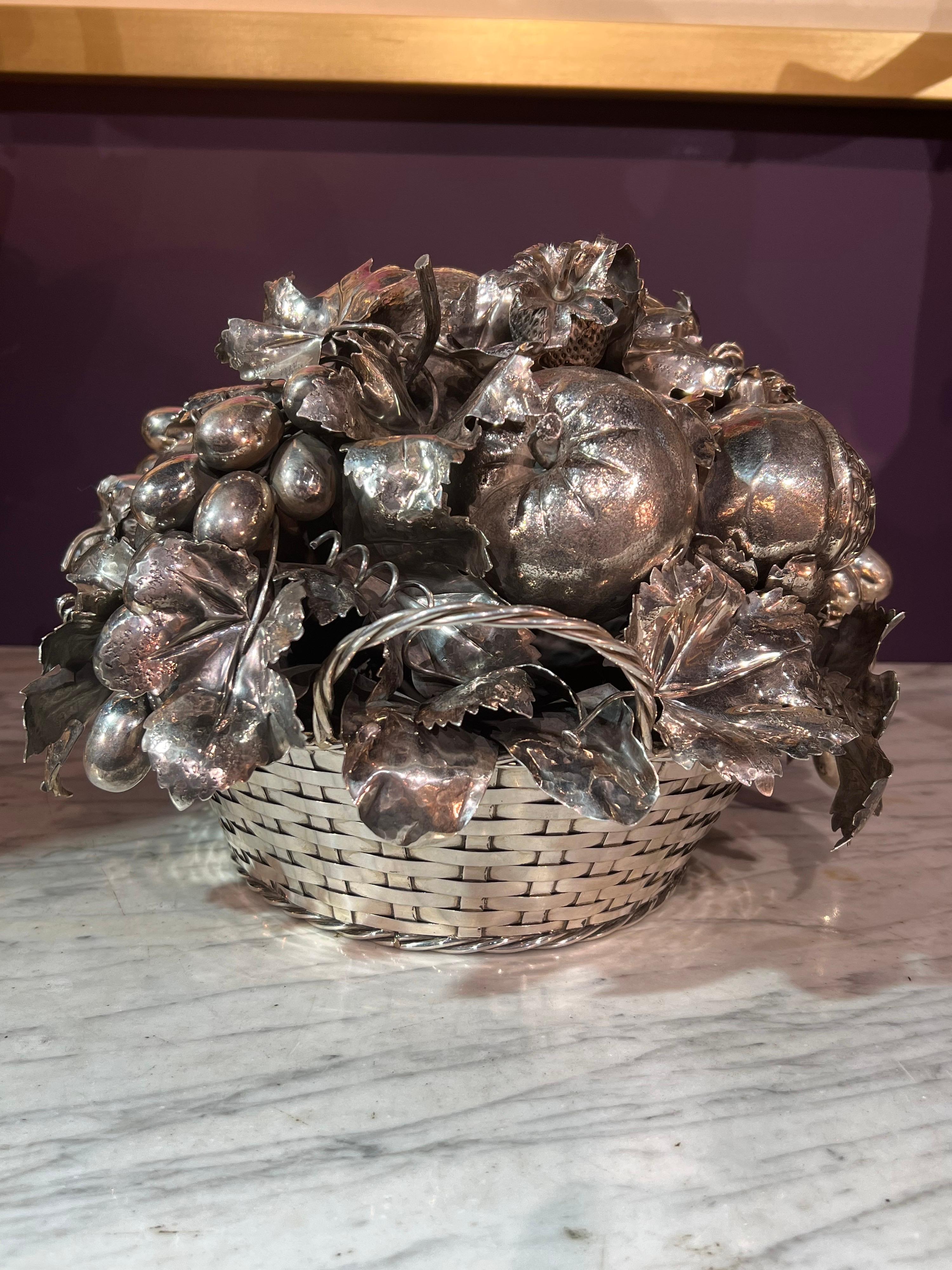 Mario Buccellati, an Italian Silver Fruit Basket Centerpiece and Bowl, Milan 4