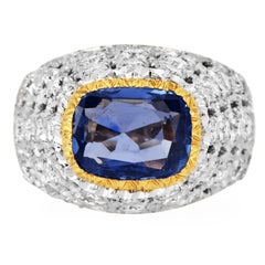 Mario Buccellati Ceylan Saphir Diamant 18K Bague Dome