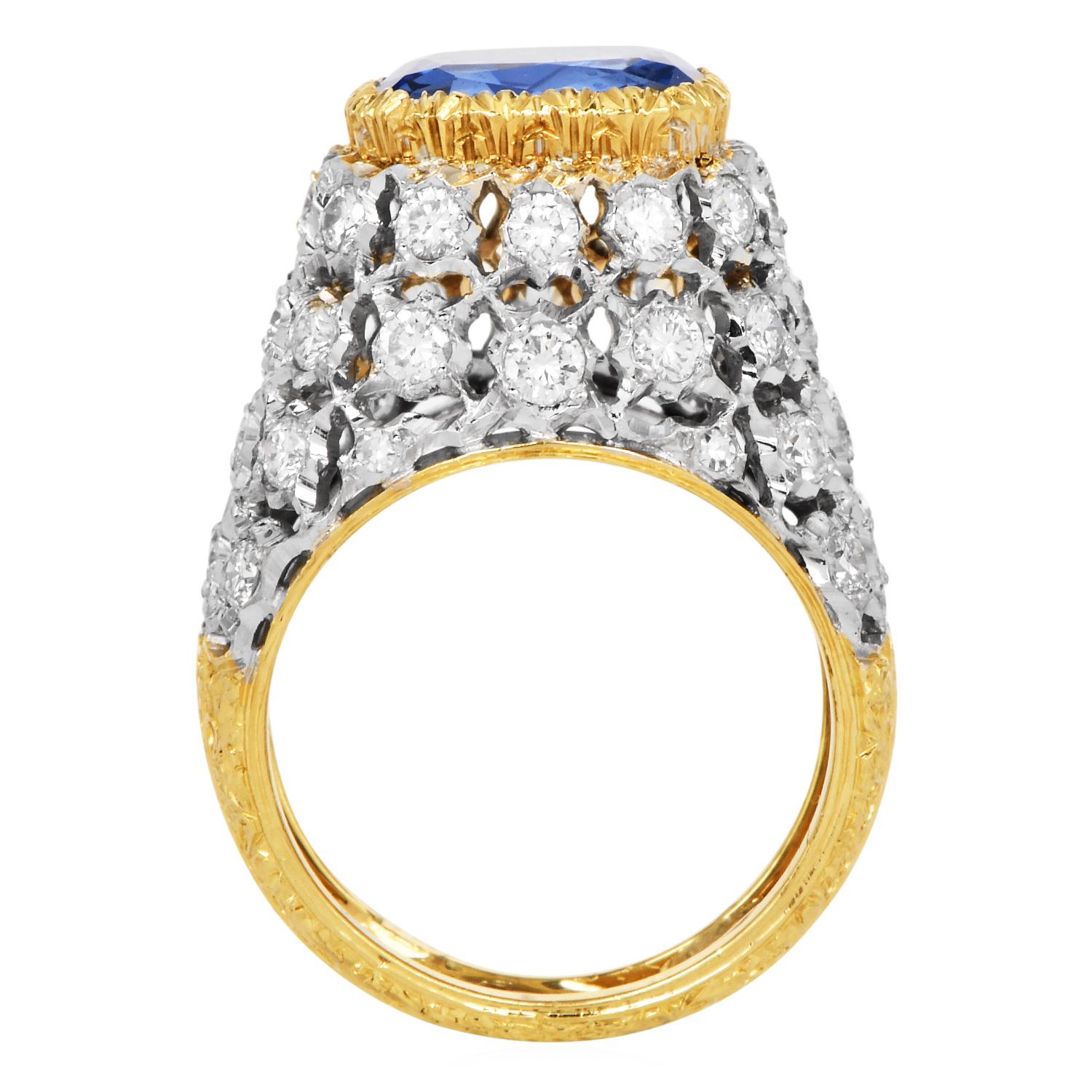 Women's Mario Buccellati Ceylon Sapphire Diamond 18K Dome Ring For Sale