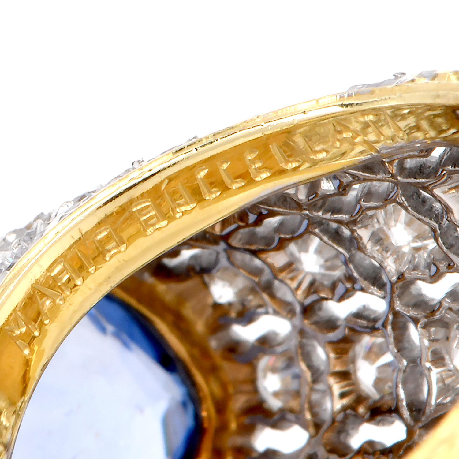 Mario Buccellati Ceylon Sapphire Diamond 18K Dome Ring For Sale 3