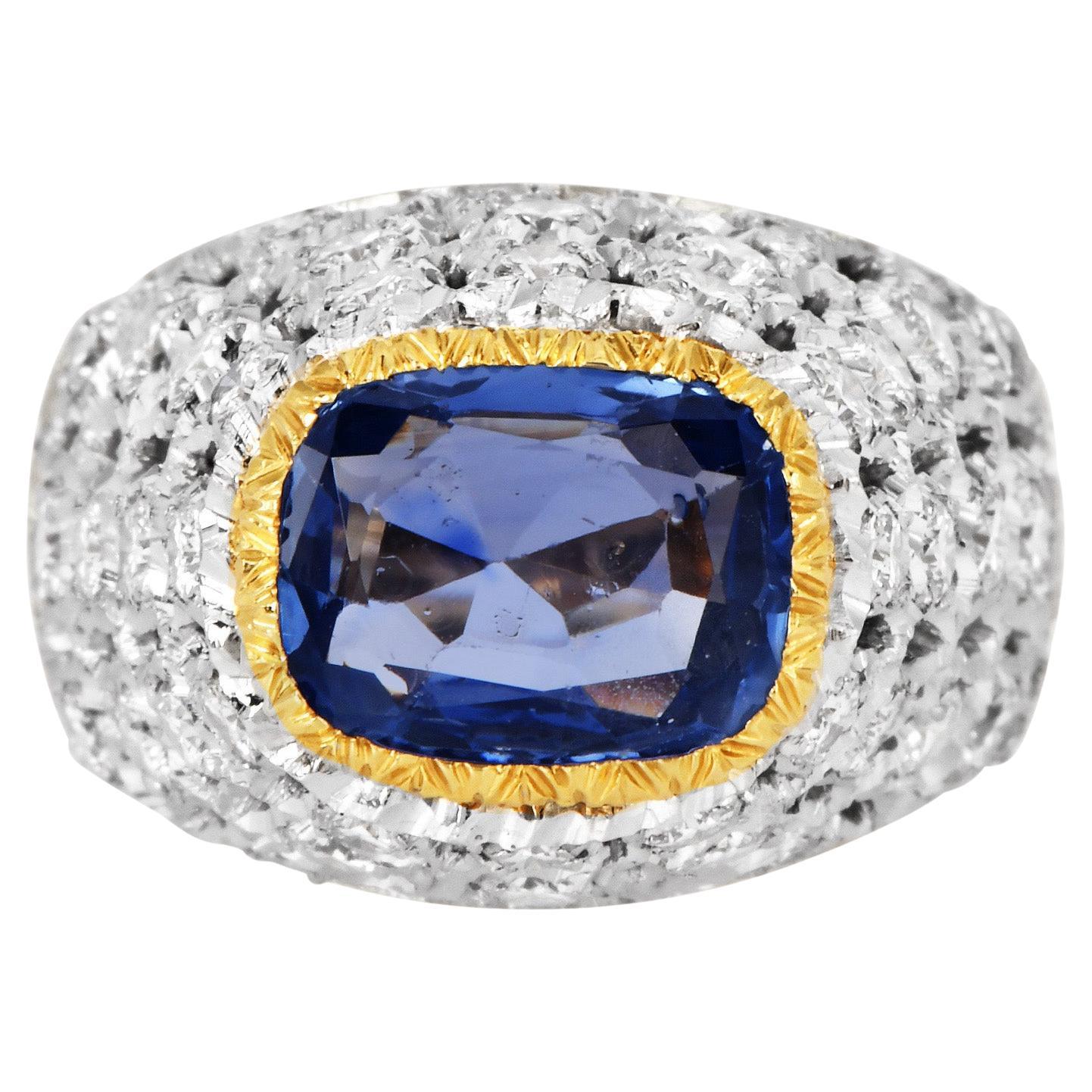 Mario Buccellati Anillo Cúpula Zafiro de Ceilán Diamante 18K