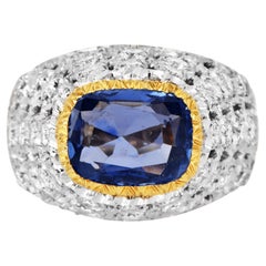 Mario Buccellati Ceylon Sapphire Diamond 18K Dome Ring