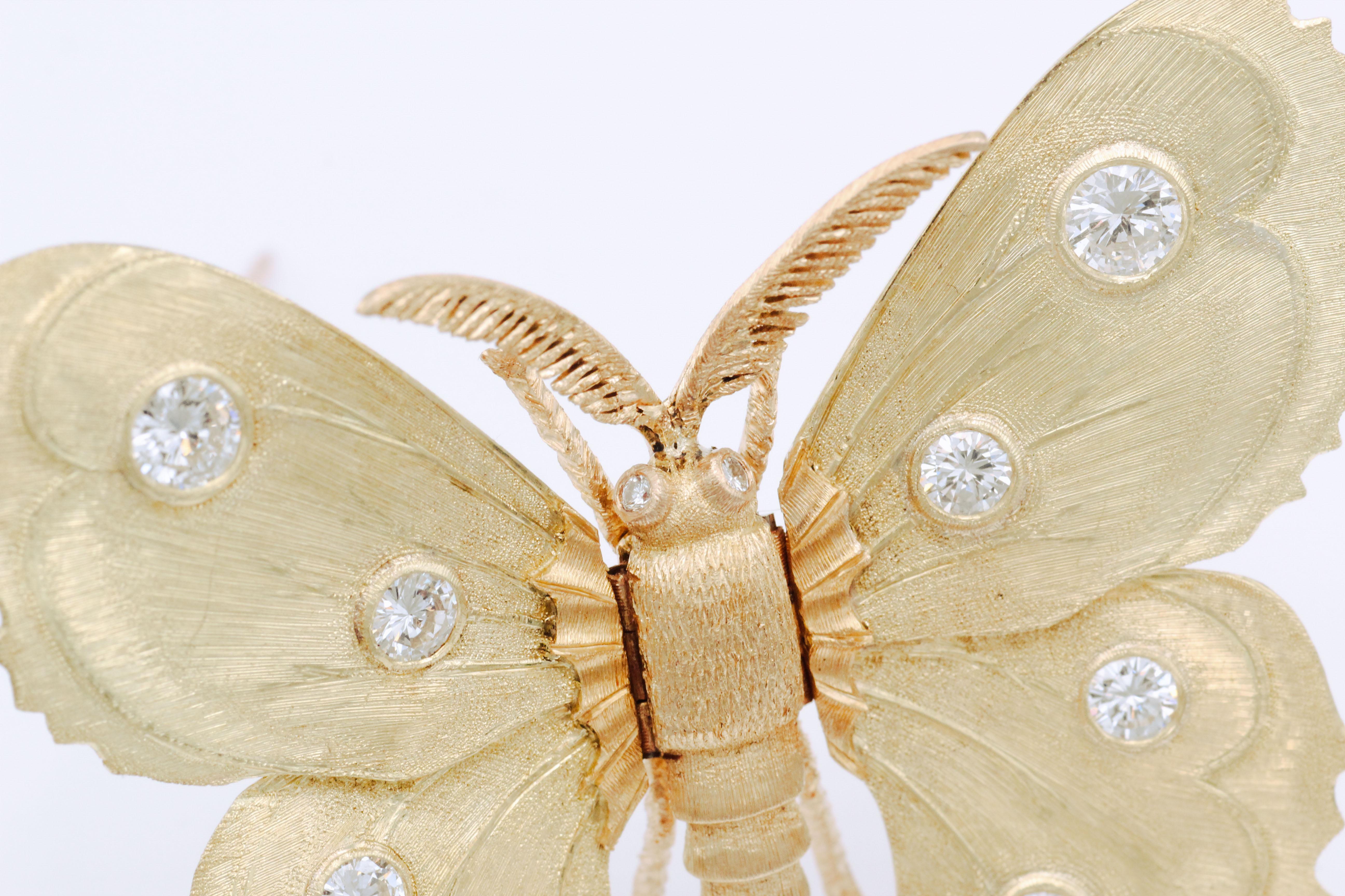 Women's Mario Buccellati Diamond 18k Gold Butterfly Brooch