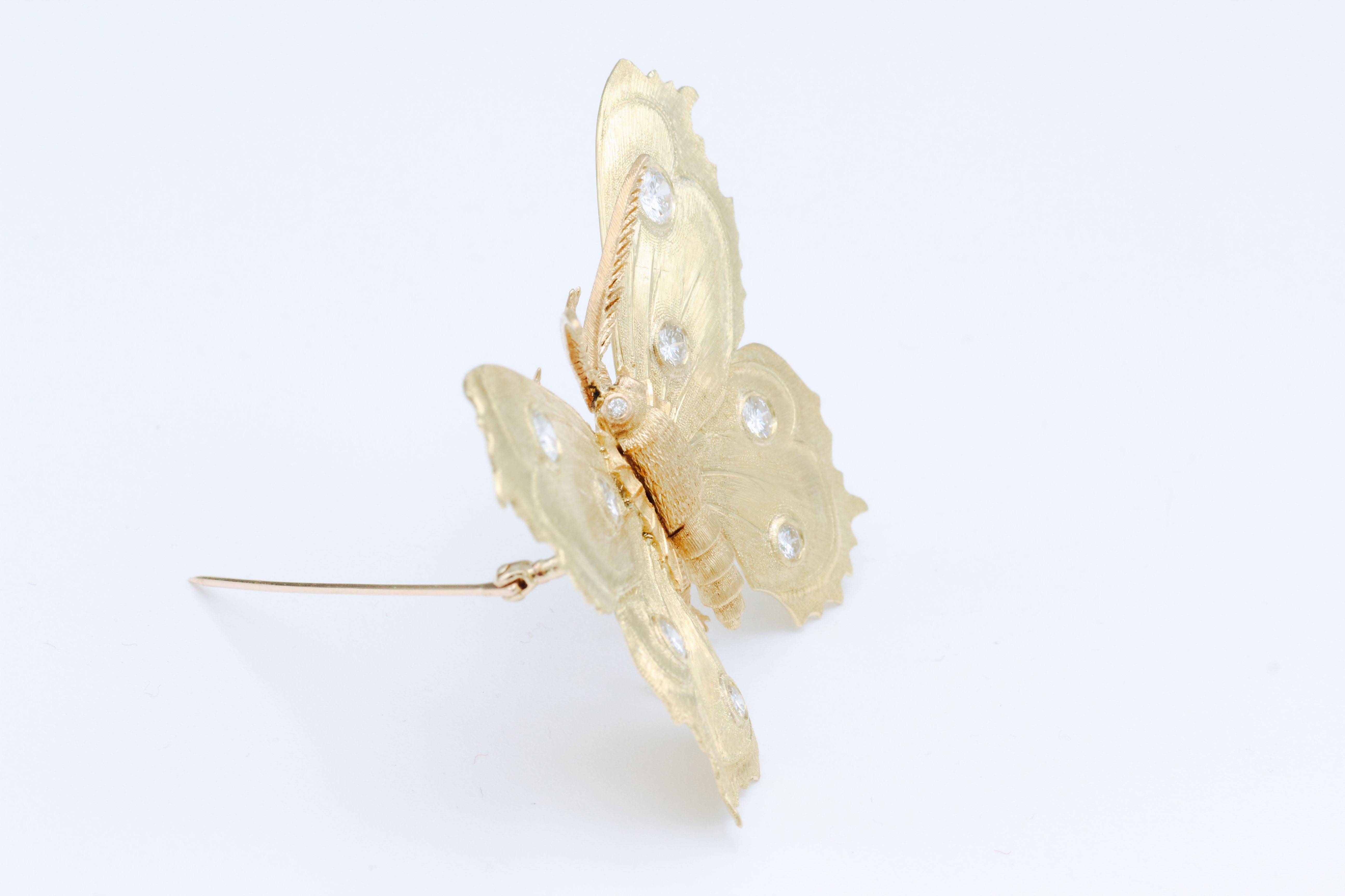 Mario Buccellati Diamond 18k Gold Butterfly Brooch 1