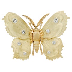 Mario Buccellati Diamond 18k Gold Butterfly Brooch