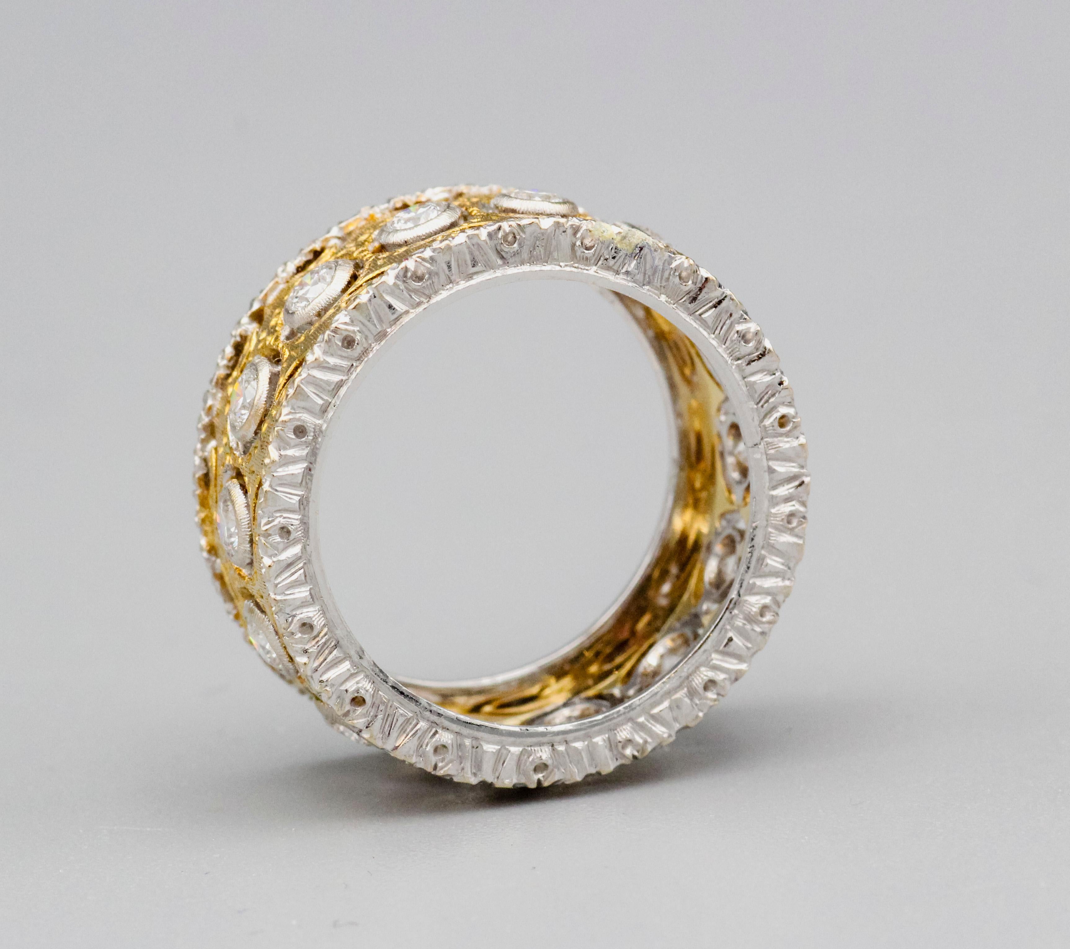Mario Buccellati  Diamant 18k Zwei-Farben Gold Band Ring (Rundschliff) im Angebot