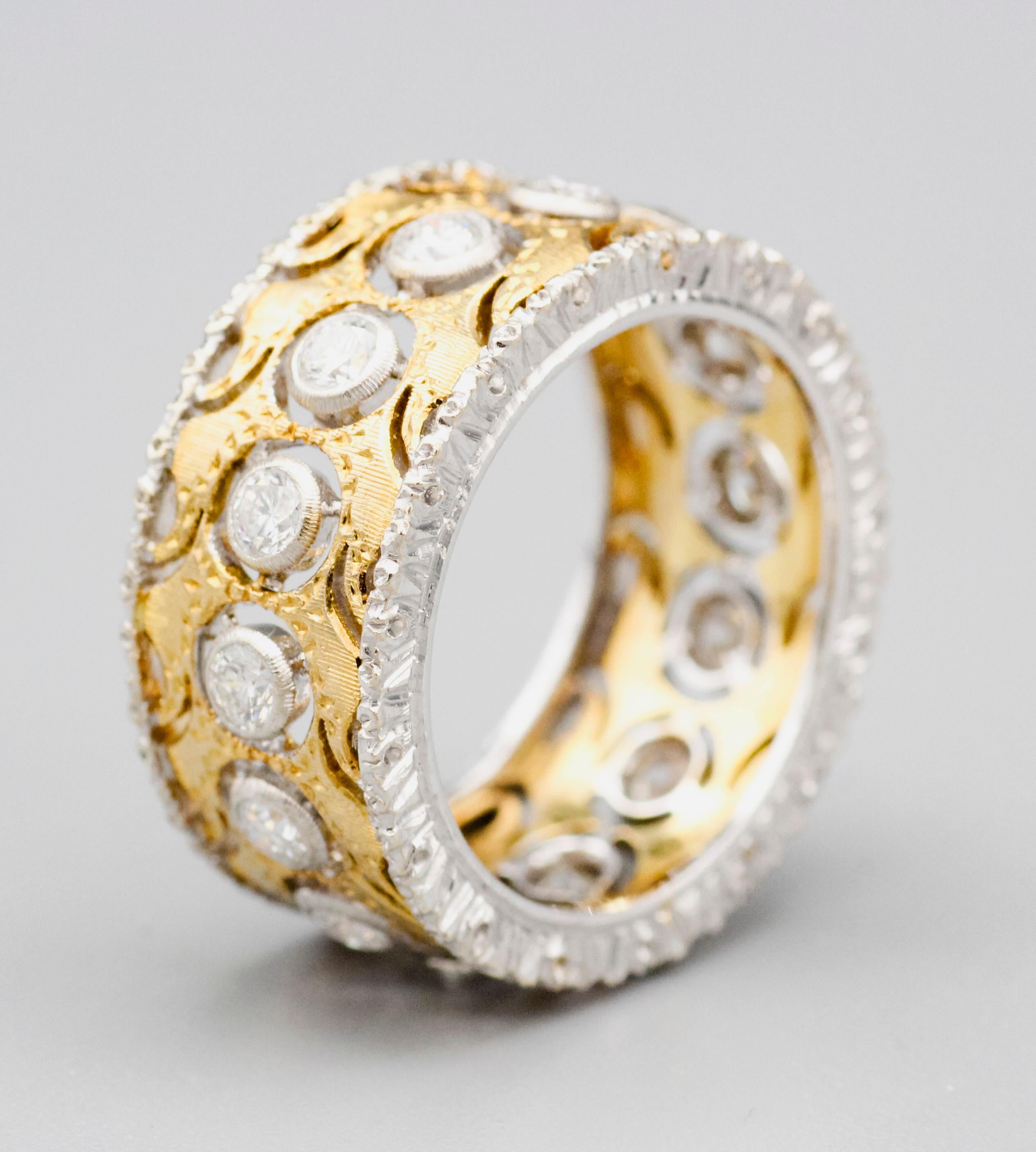 Mario Buccellati  Diamant 18k Zwei-Farben Gold Band Ring im Angebot 3