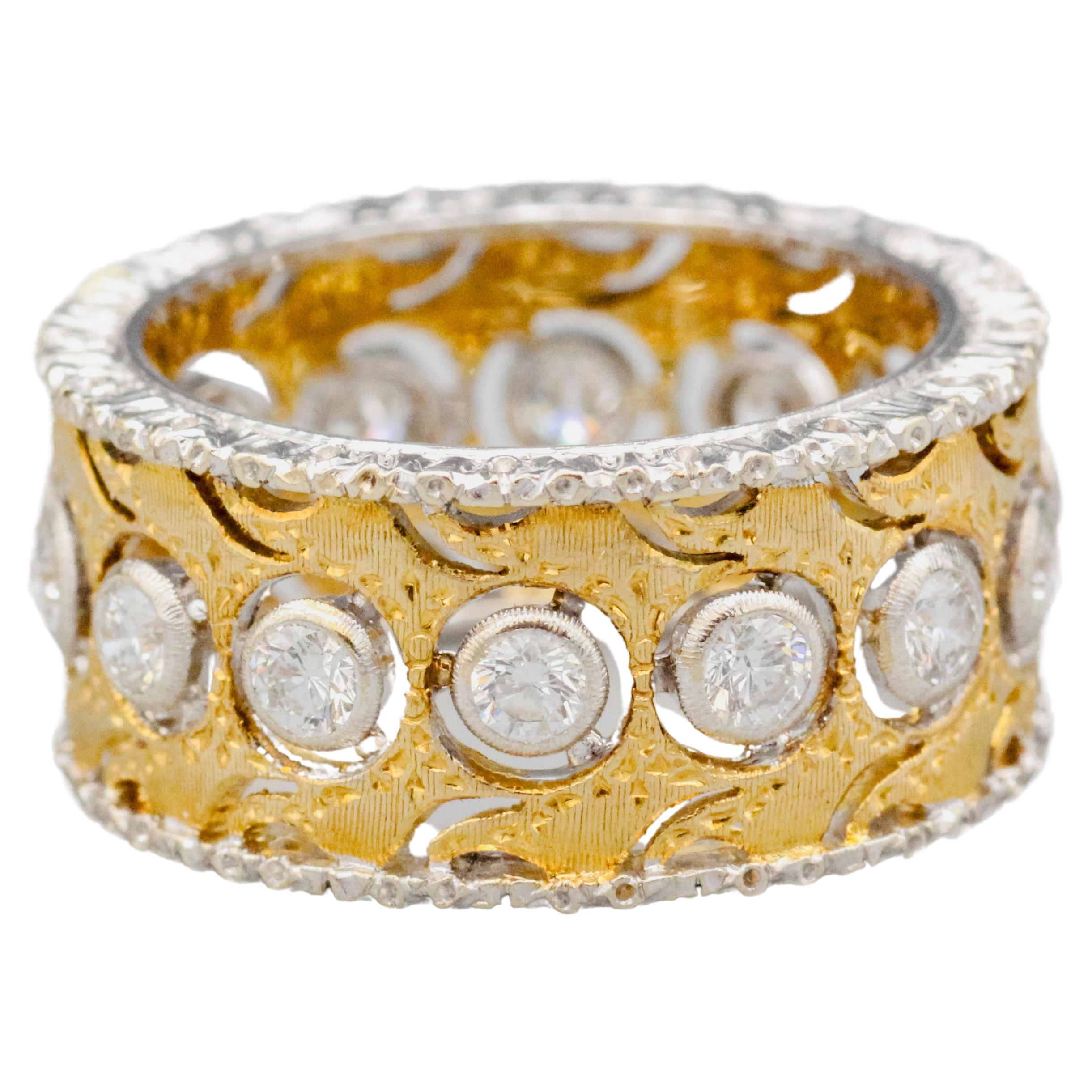 Mario Buccellati  Diamond 18k Two-Color Gold Band Ring For Sale