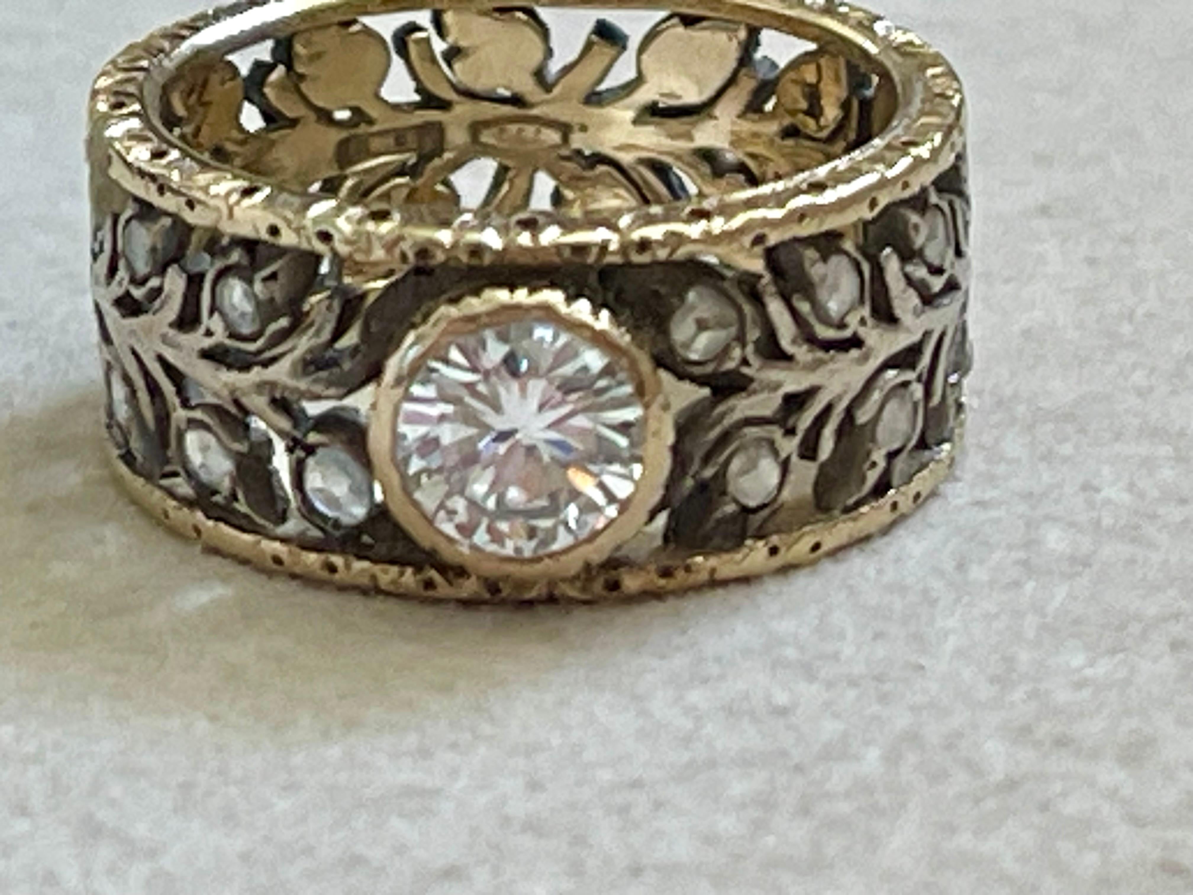 Mario Buccellati Diamond Band Ring 18 K White & Yellow Gold For Sale 4