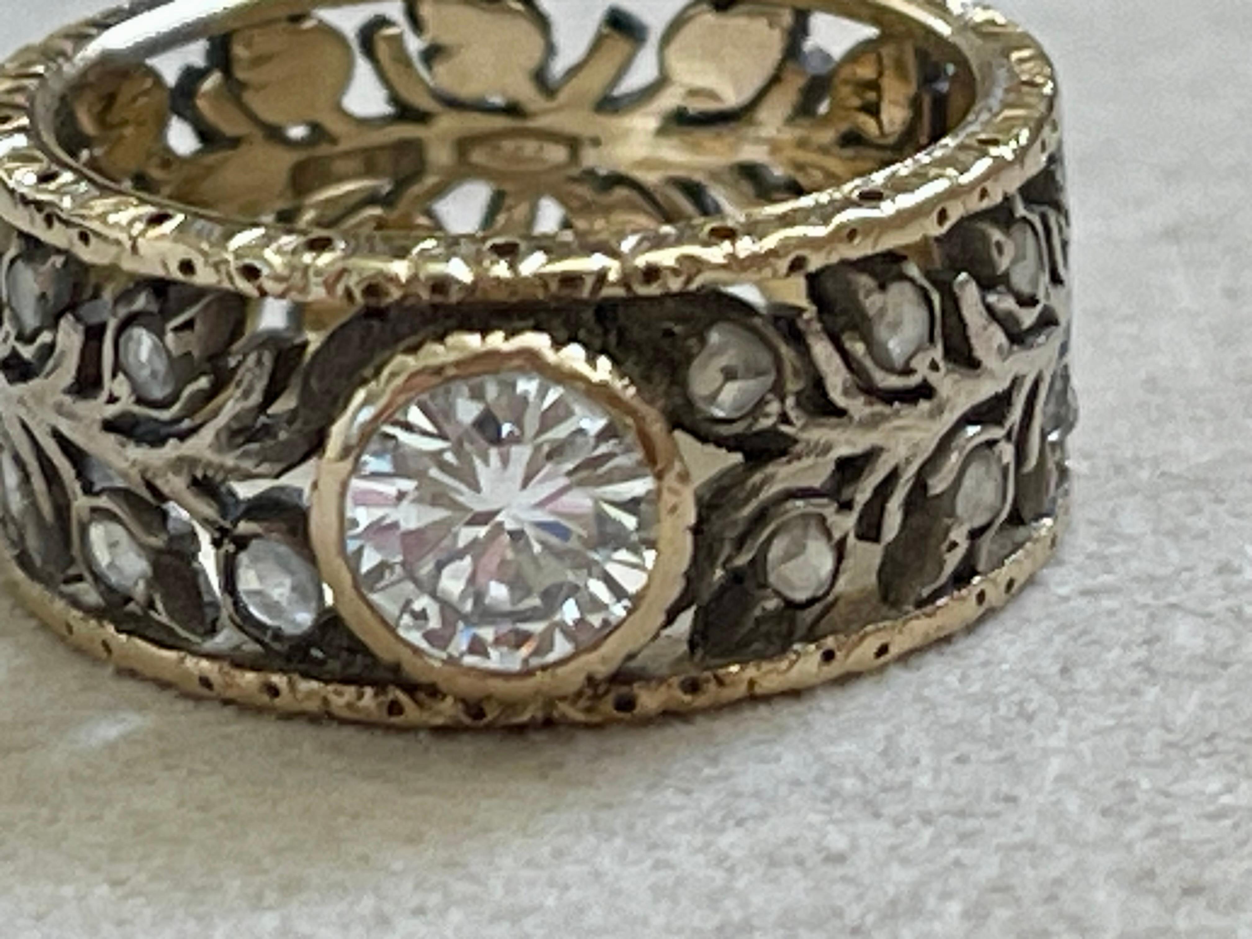 Mario Buccellati Diamond Band Ring 18 K White & Yellow Gold For Sale 5