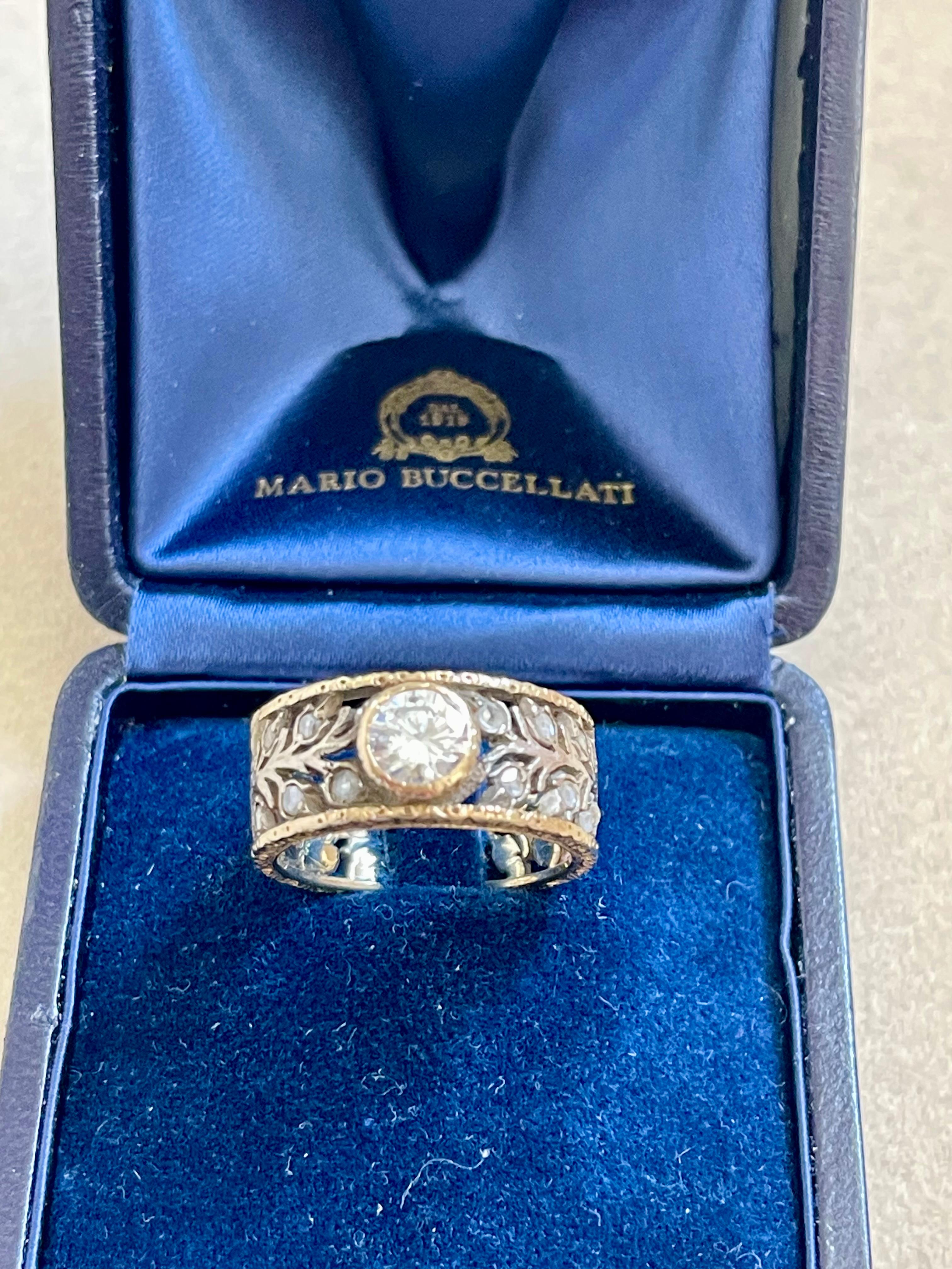 Mario Buccellati Diamond Band Ring 18 K White & Yellow Gold For Sale 6