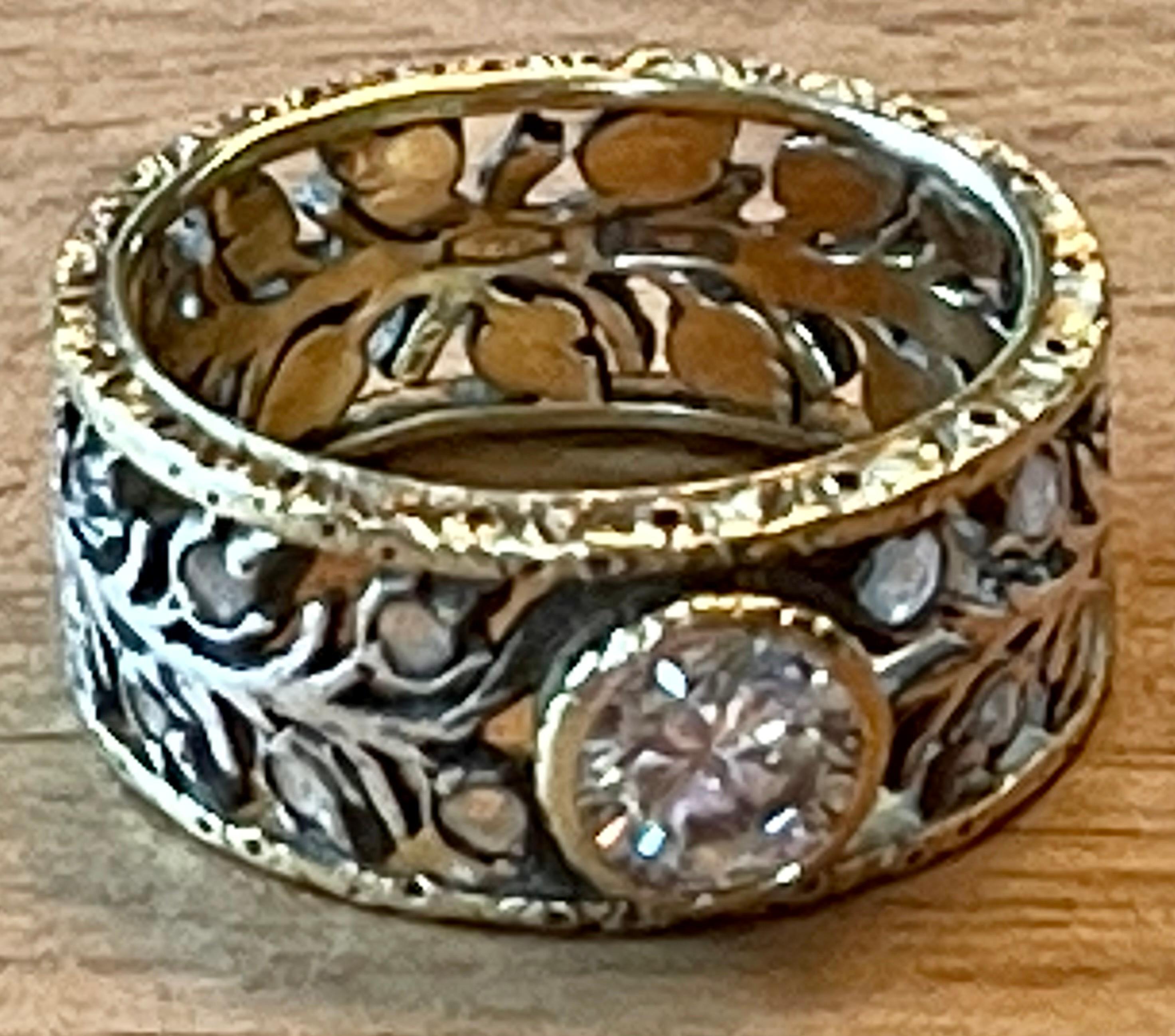 Mario Buccellati Diamond Band Ring 18 K White & Yellow Gold In Good Condition For Sale In Zurich, Zollstrasse