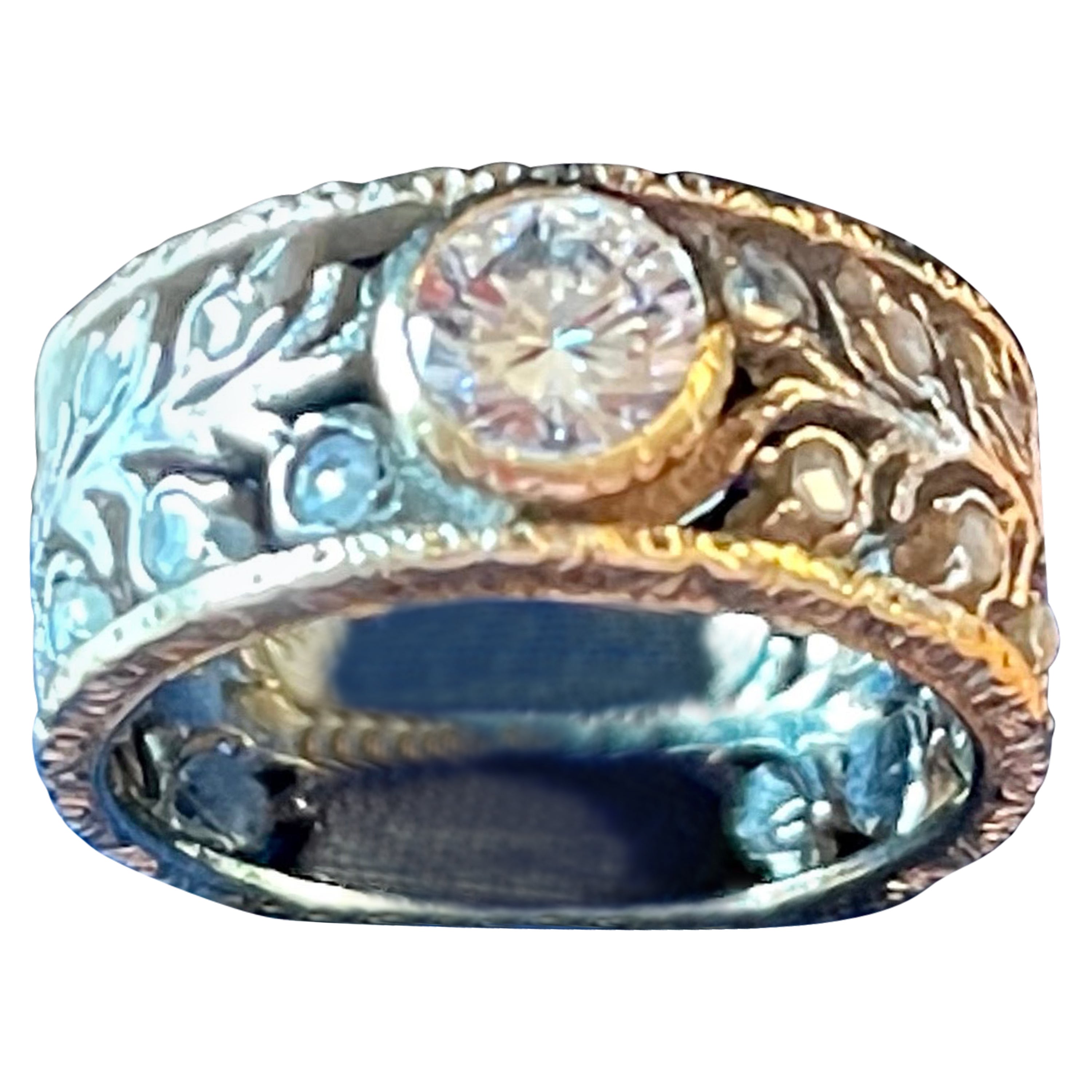 Mario Mario Buccellati Diamant-Ring, 18 Karat Weiß- und Gelbgold im Angebot
