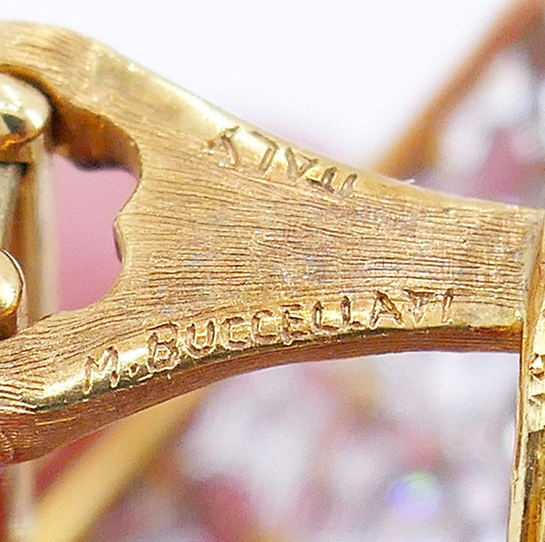 Women's Mario Buccellati Diamond Earrings 18k Gold Vintage Italian Estate Jewelry For Sale
