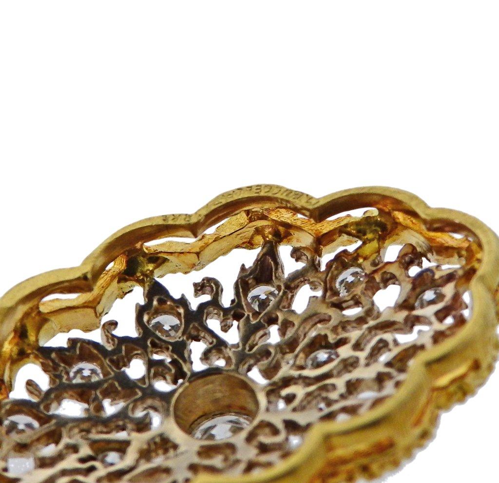 Women's or Men's Mario Buccellati Diamond Gold Lace Drop Earrings