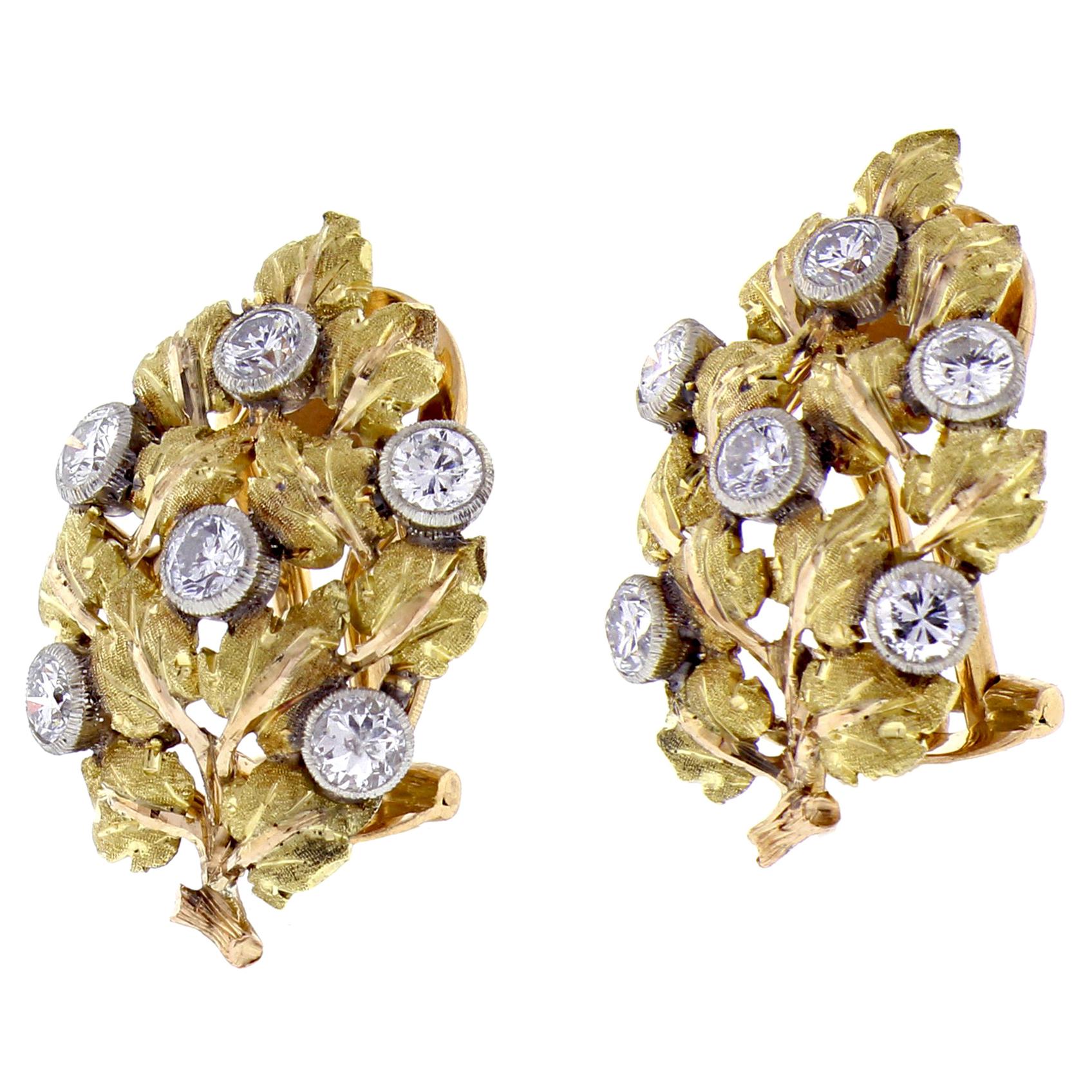 Mario Buccellati Diamond Leaf Earrings