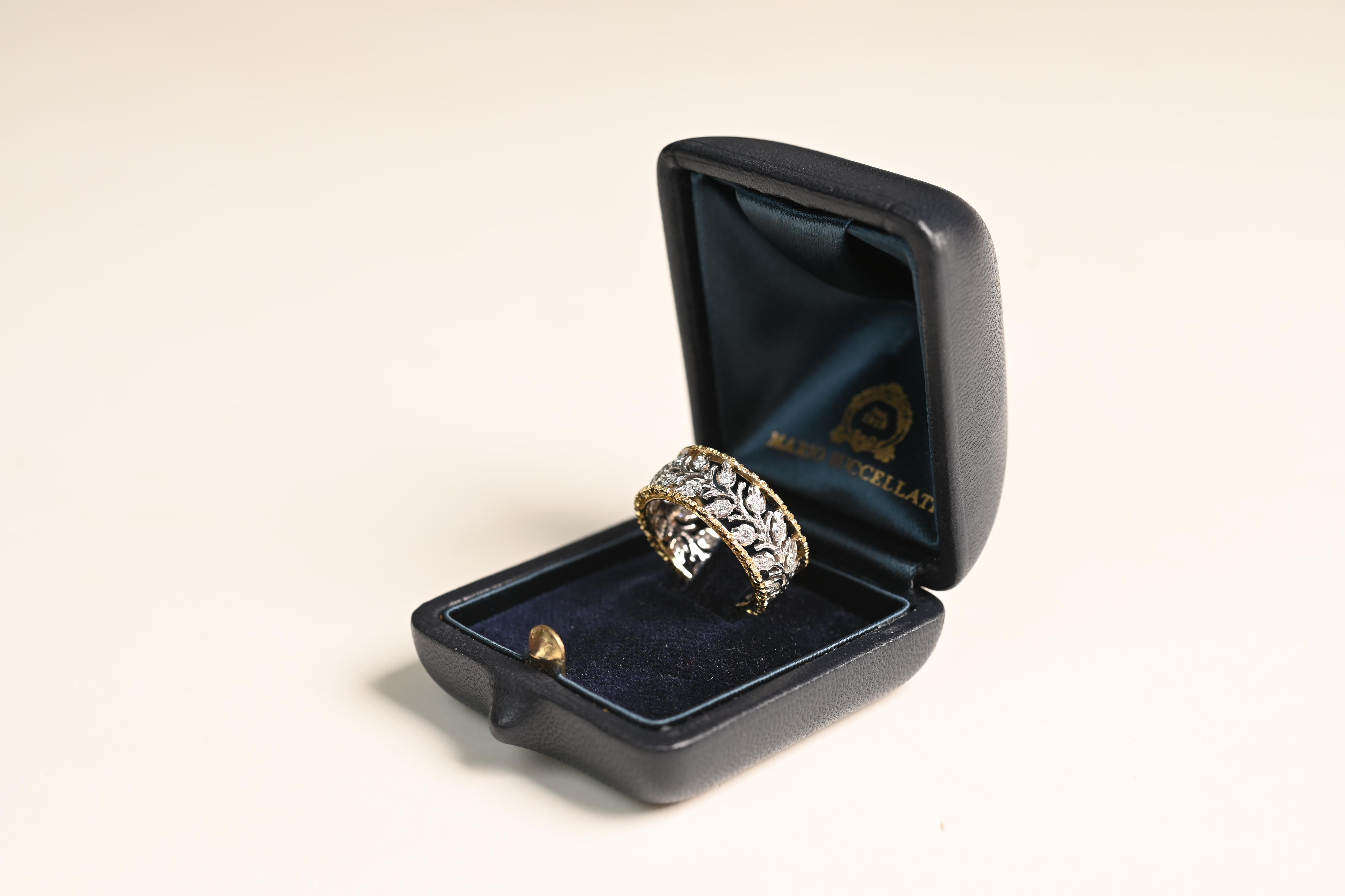 Taglio brillante Mario Buccellati Diamond Ramage Wedding Band, 18k Gold in vendita