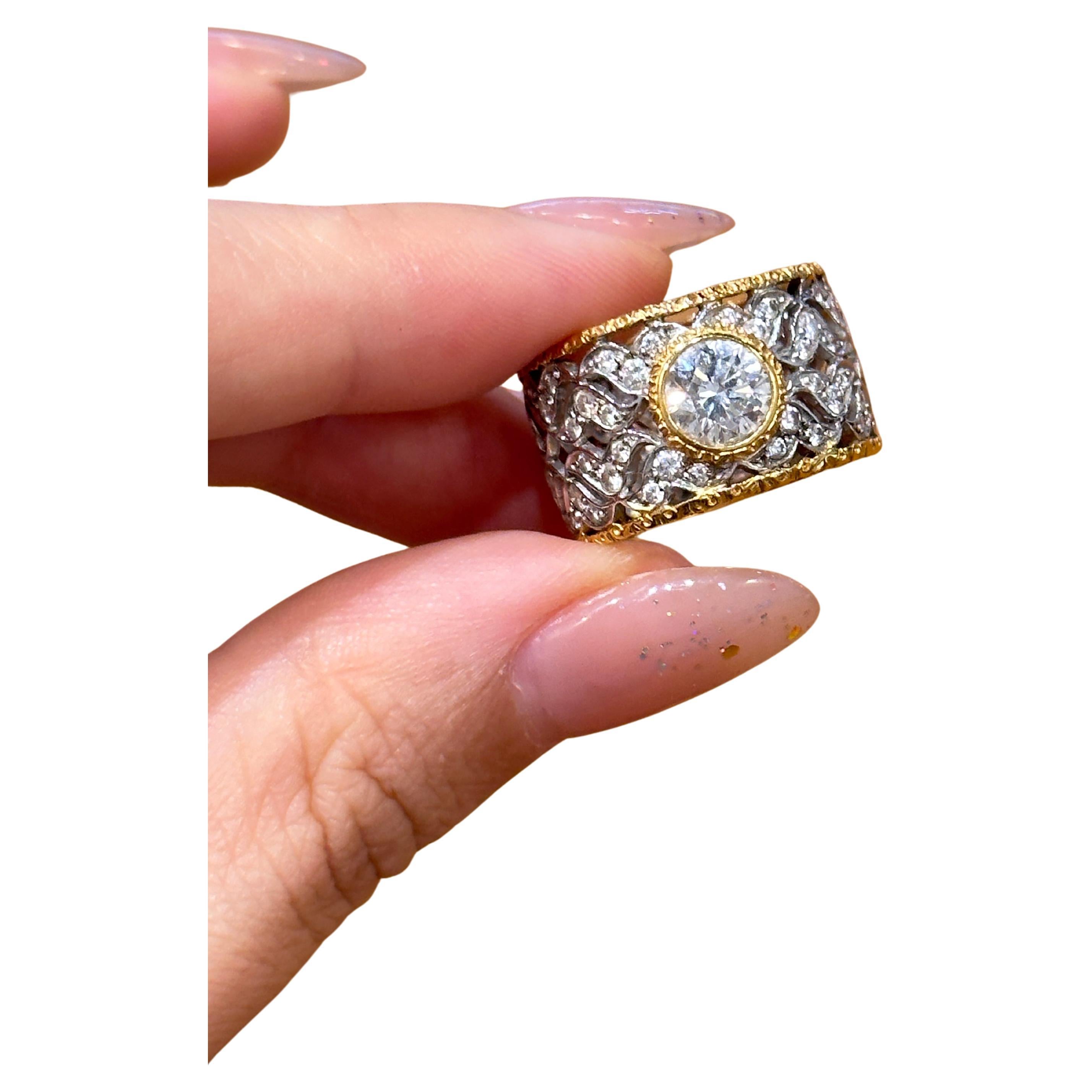 Mario Buccellati Diamond Ring in 18k Yellow 
White Gold For Sale