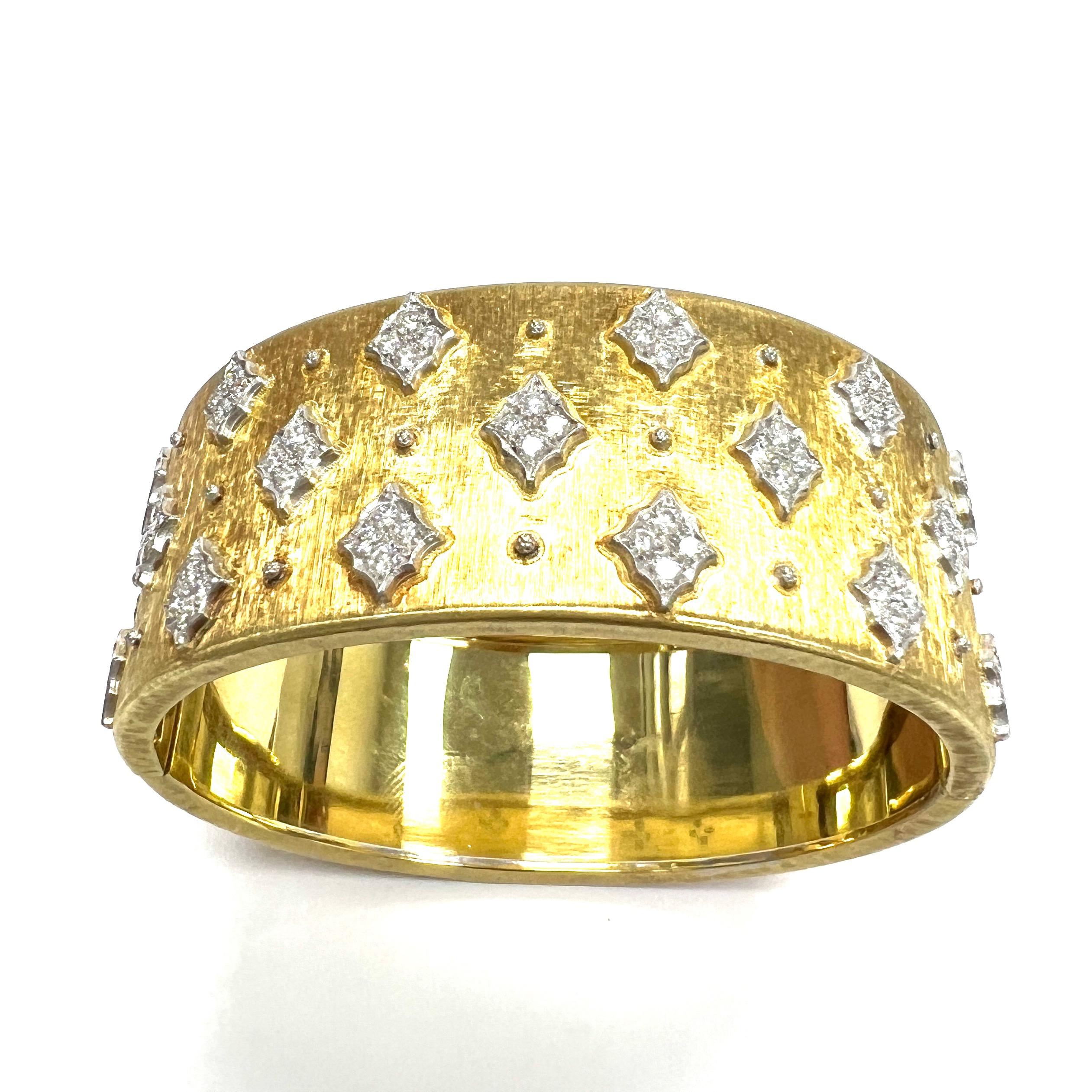 Mario Buccellati Diamond Yellow Gold Wide Bangle Bracelet 2
