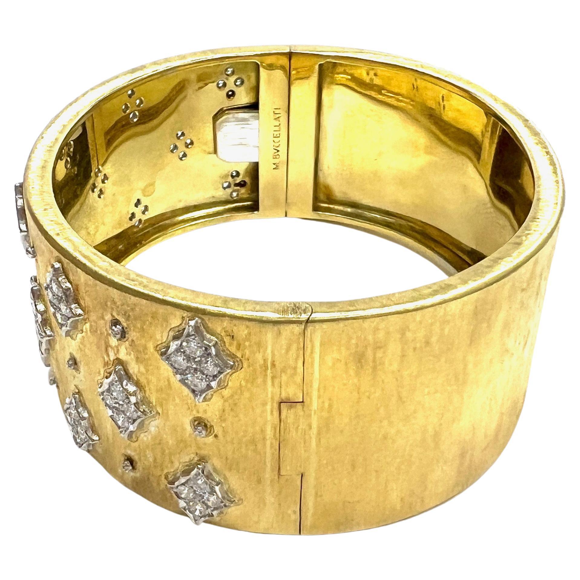 Mario Buccellati Diamant-Armband aus Gelbgold mit breitem Armreif Damen